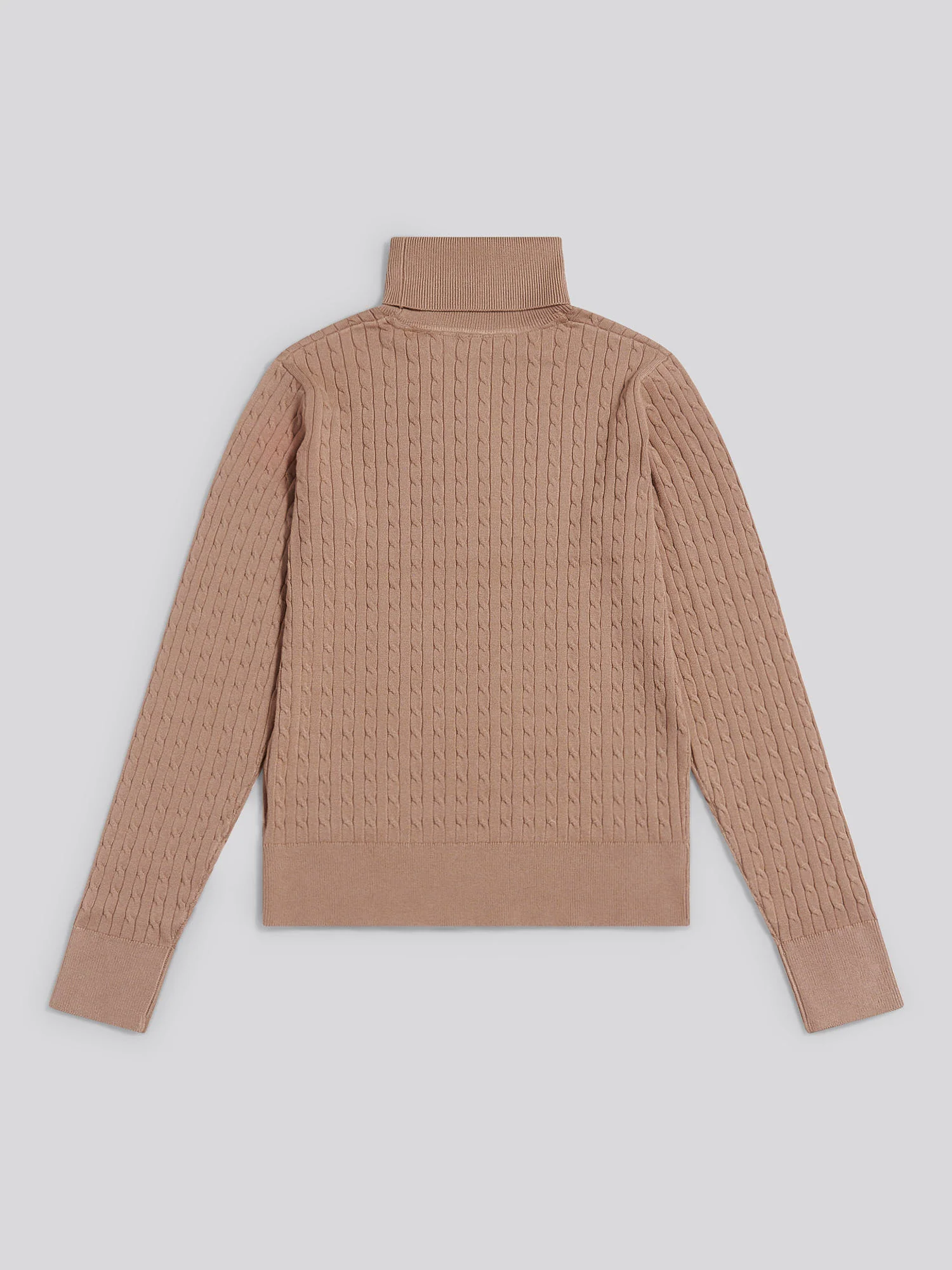 Womens Fine Cable Roll Neck Jumper in Natural - Image 7
