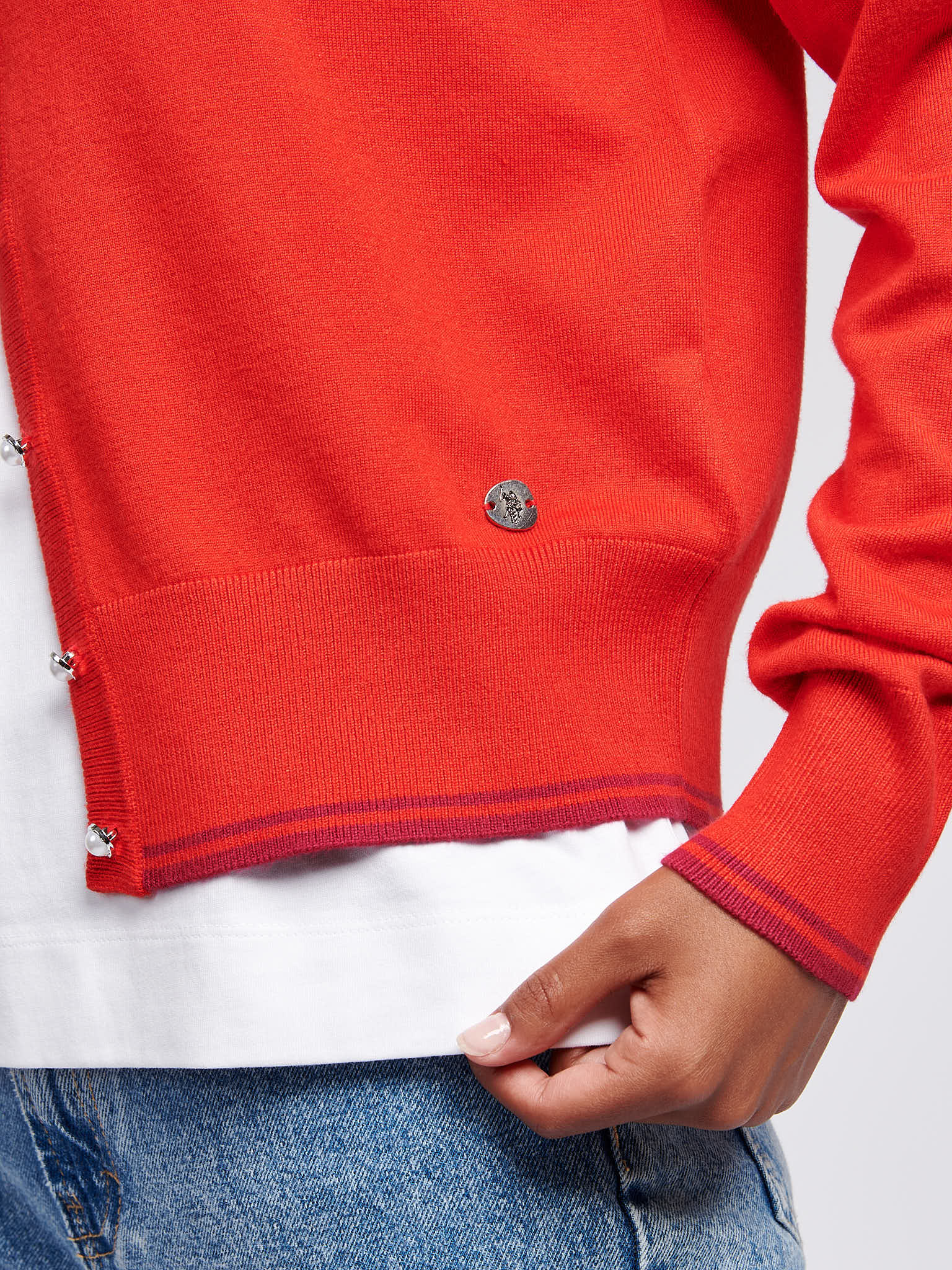 Womens Fine Knit Cardigan in Aura Orange - Image 2