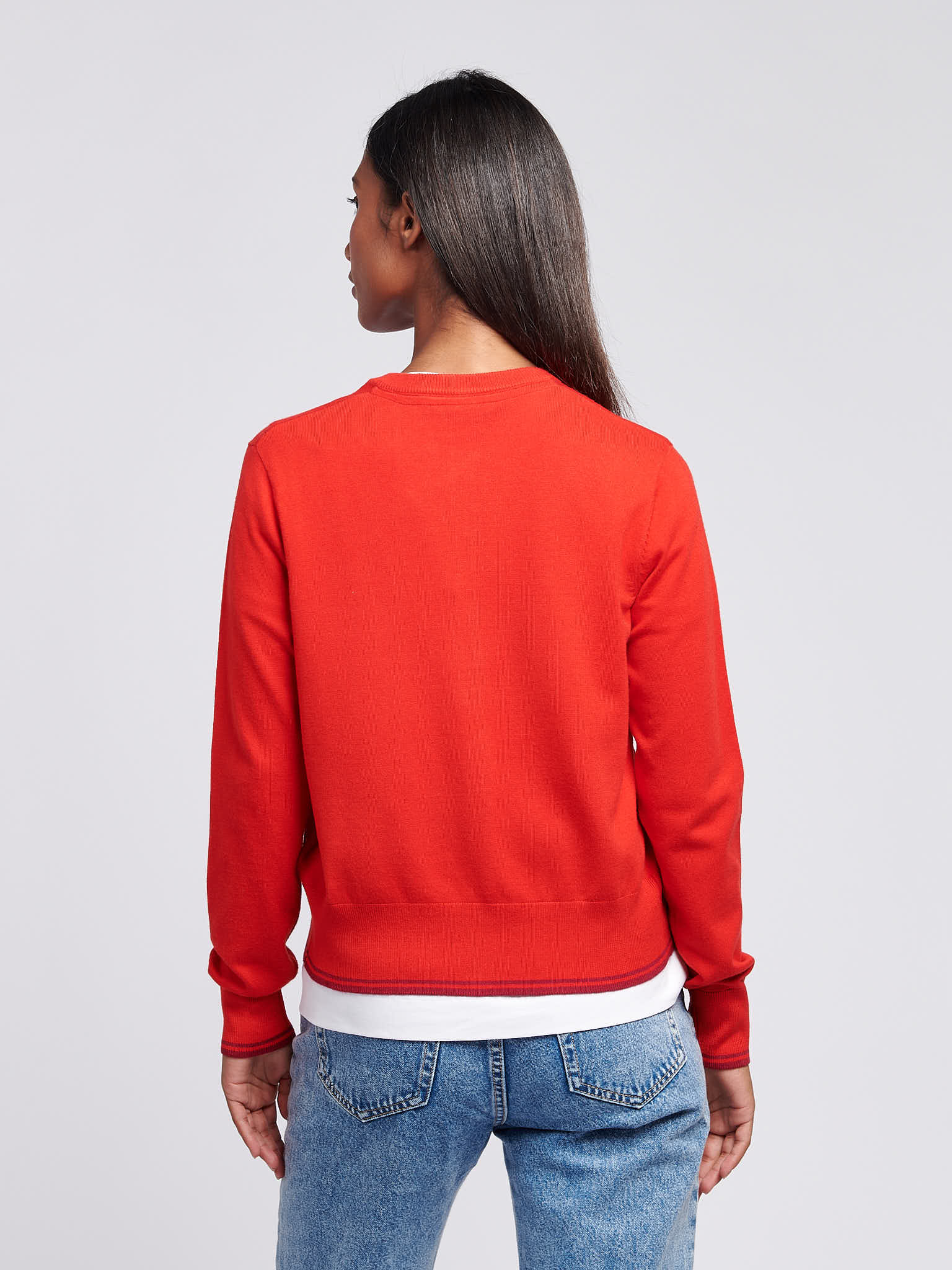 Womens Fine Knit Cardigan in Aura Orange - Image 4