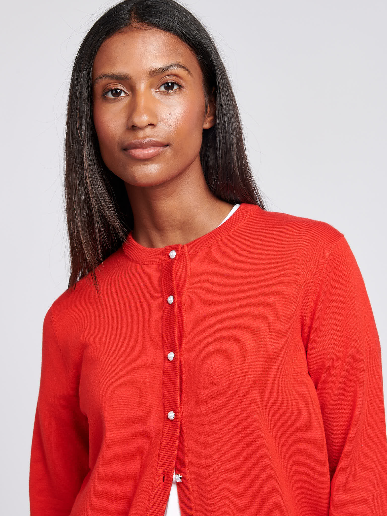 Womens Fine Knit Cardigan in Aura Orange - Image 5