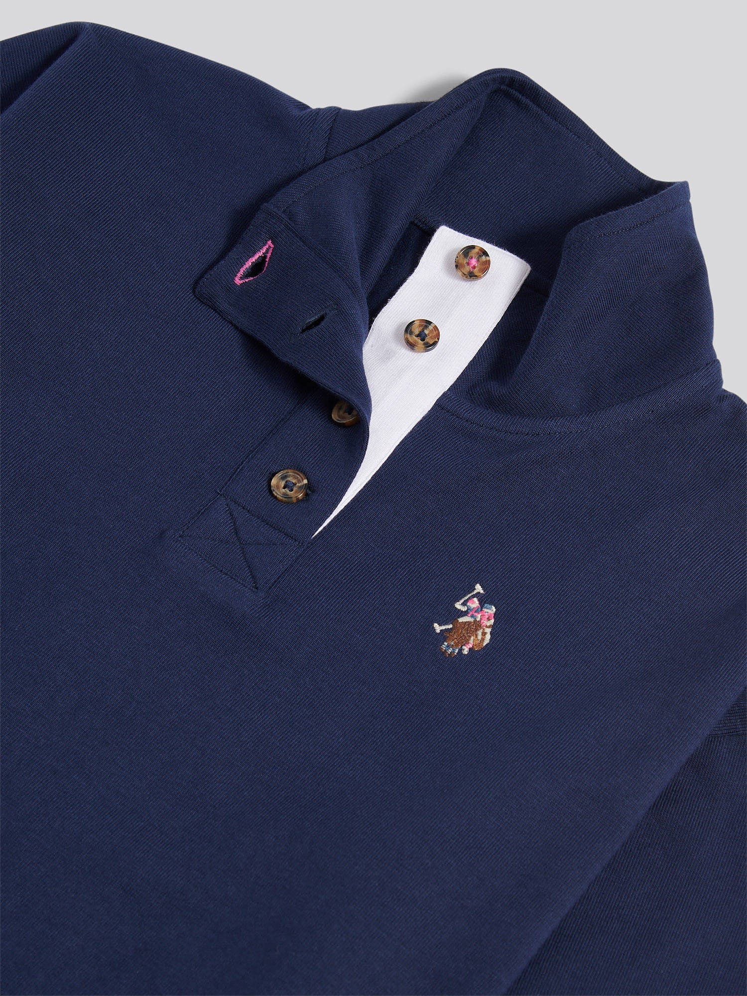 Womens Funnel Neck Rugby Shirt in Navy Iris - Image 3