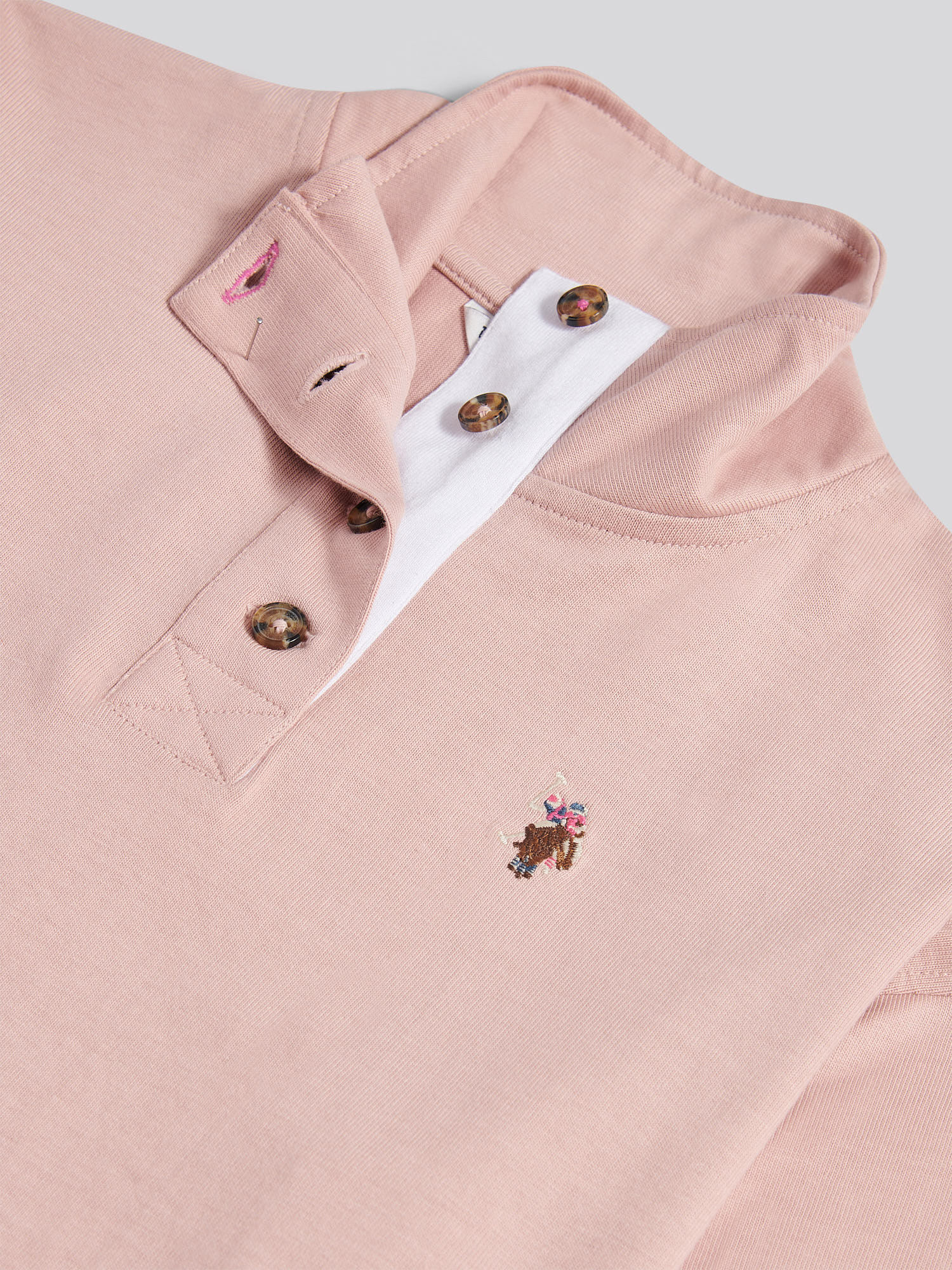Womens Funnel Neck Rugby Shirt in Pale Mauve - Image 3