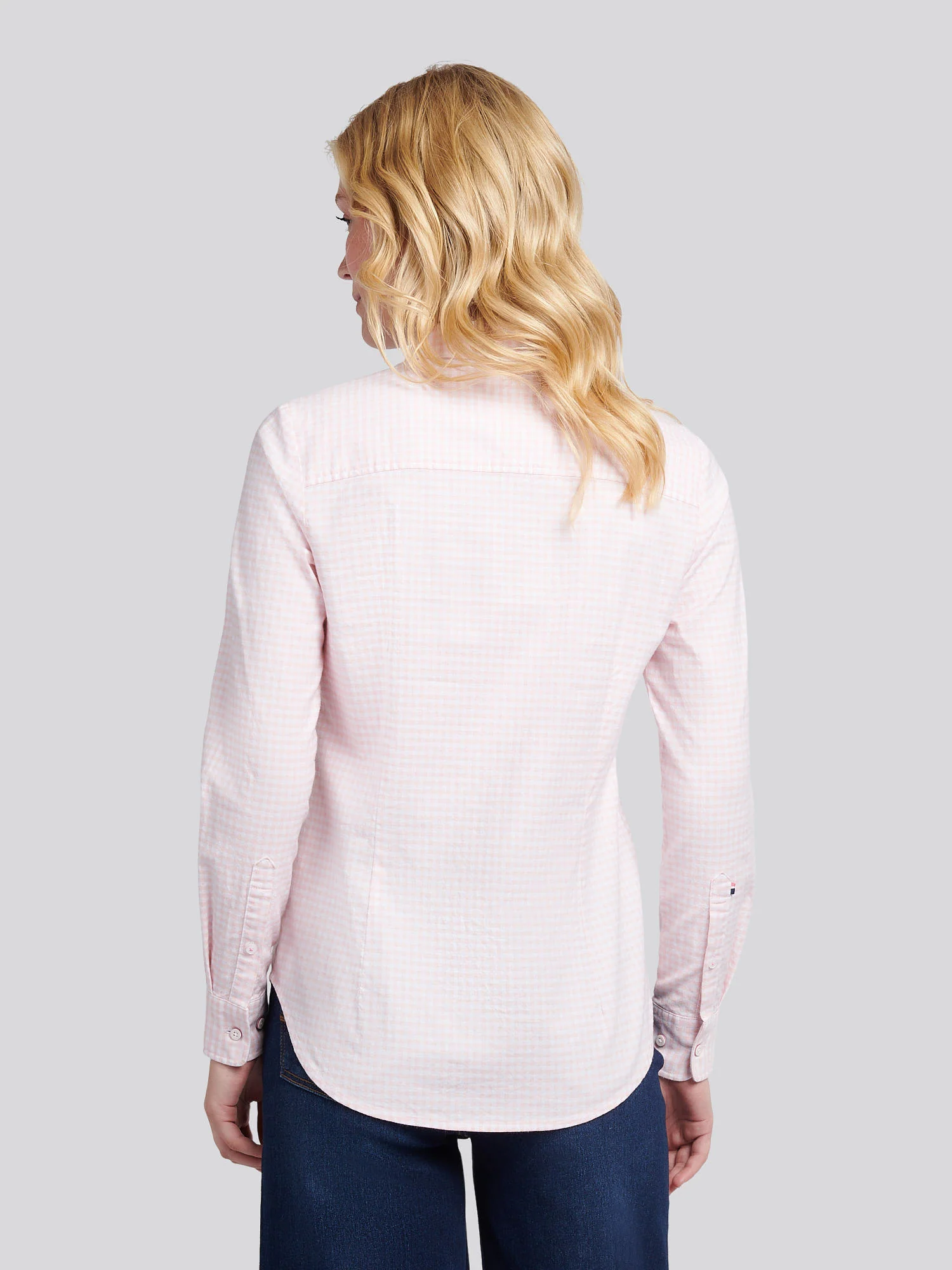 Womens Gingham Classic Fit Shirt in Crystal Rose - Image 4