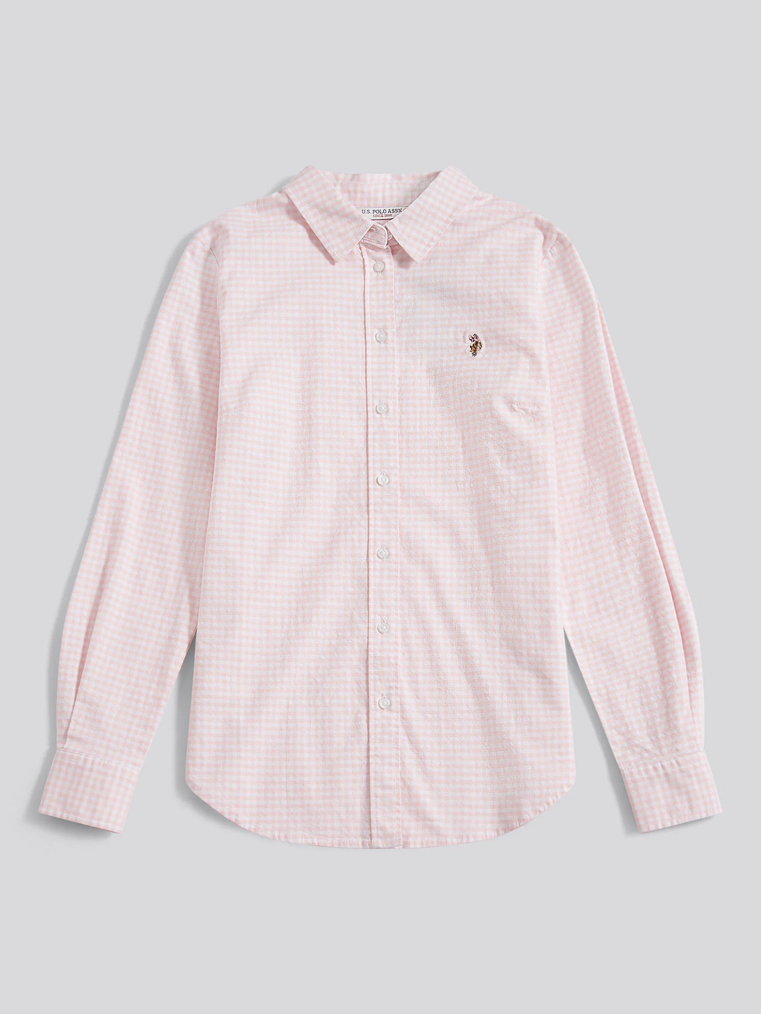 Womens Gingham Classic Fit Shirt in Crystal Rose - Image 7