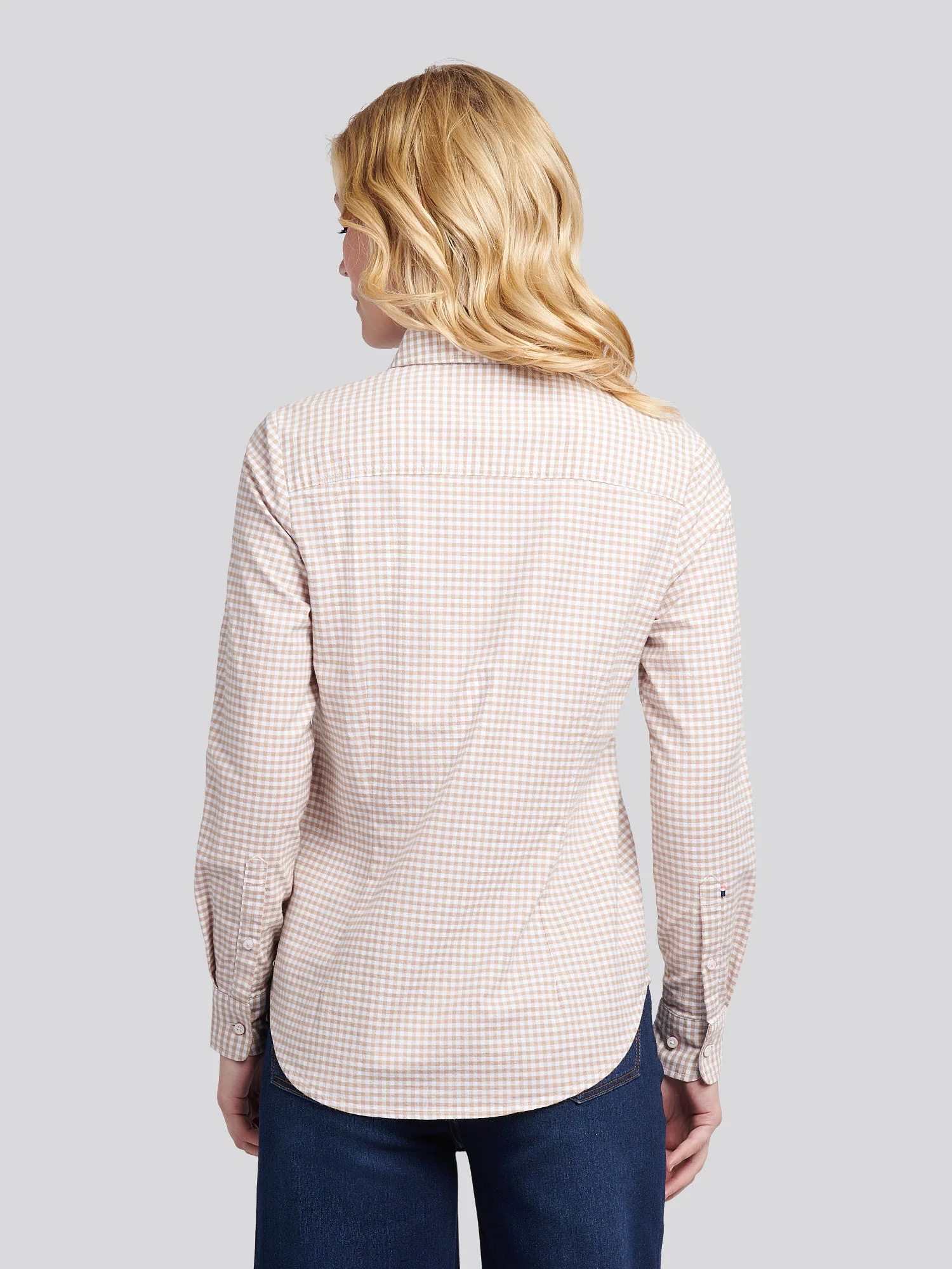 Womens Gingham Classic Fit Shirt in Natural - Image 4