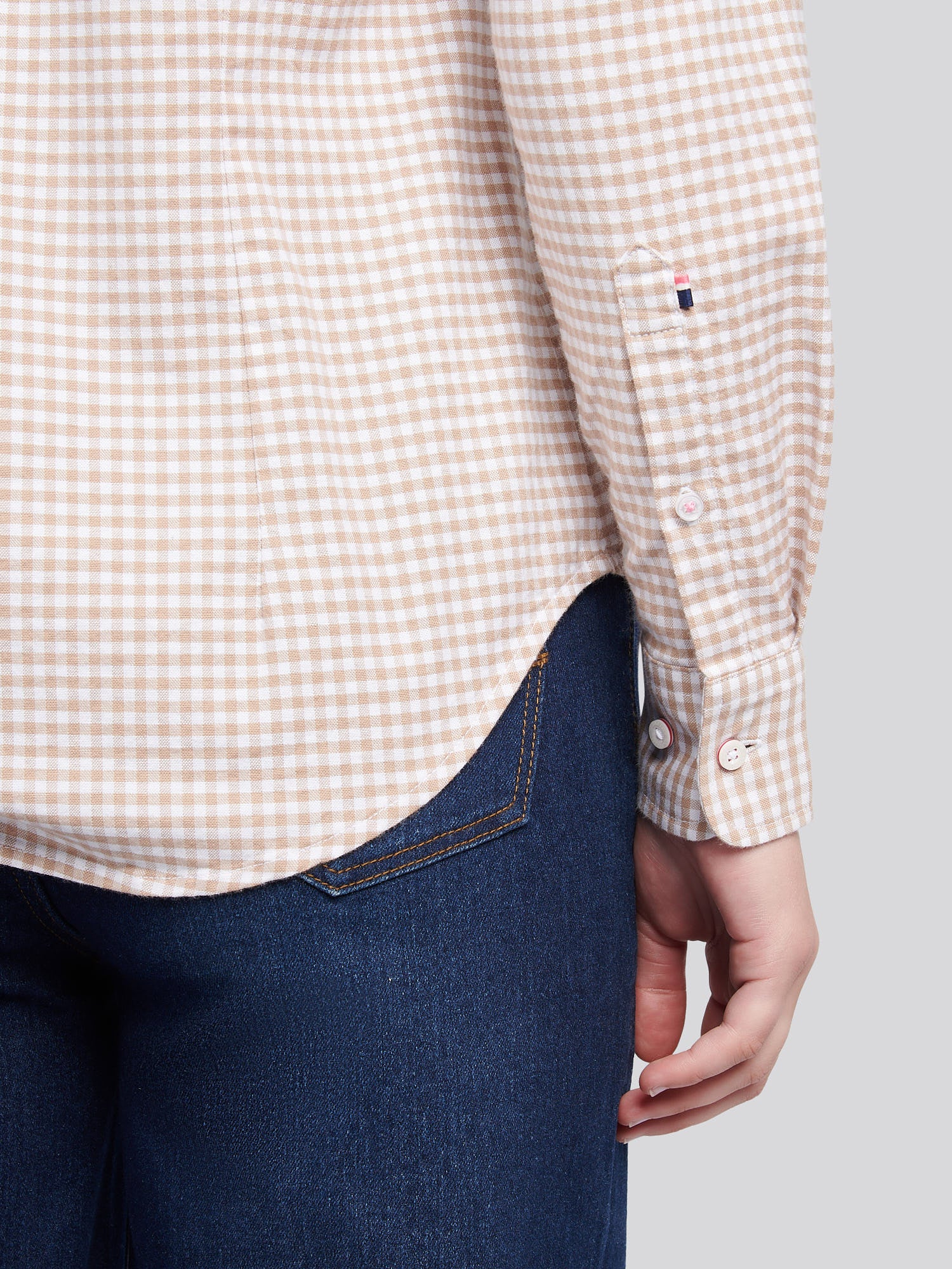 Womens Gingham Classic Fit Shirt in Natural - Image 5