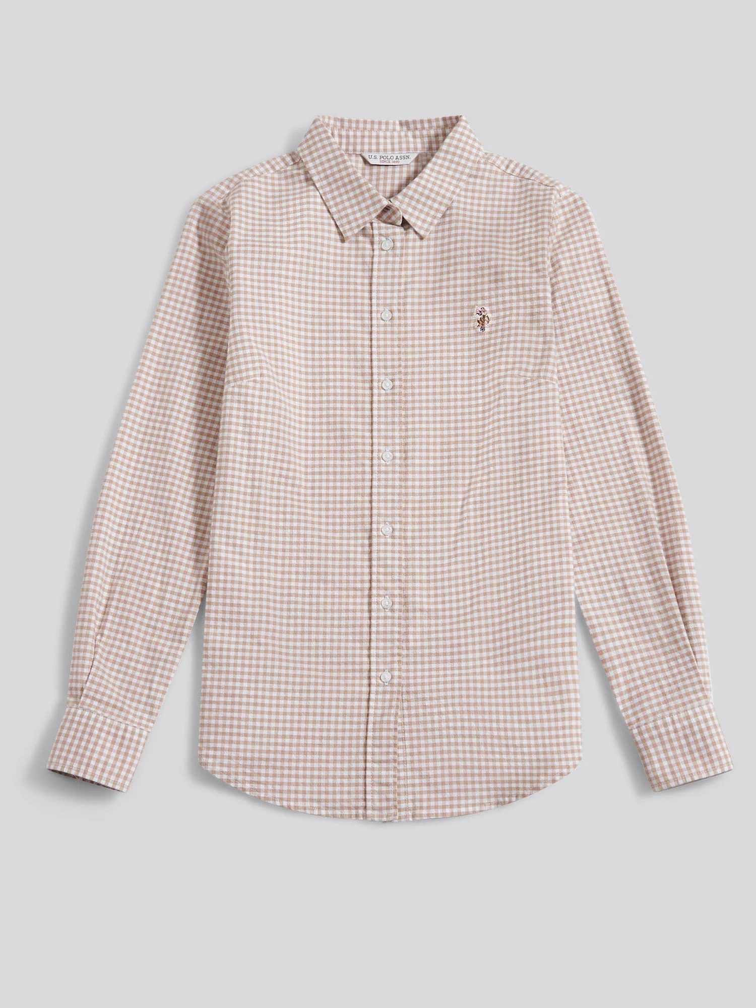 Womens Gingham Classic Fit Shirt in Natural - Image 6