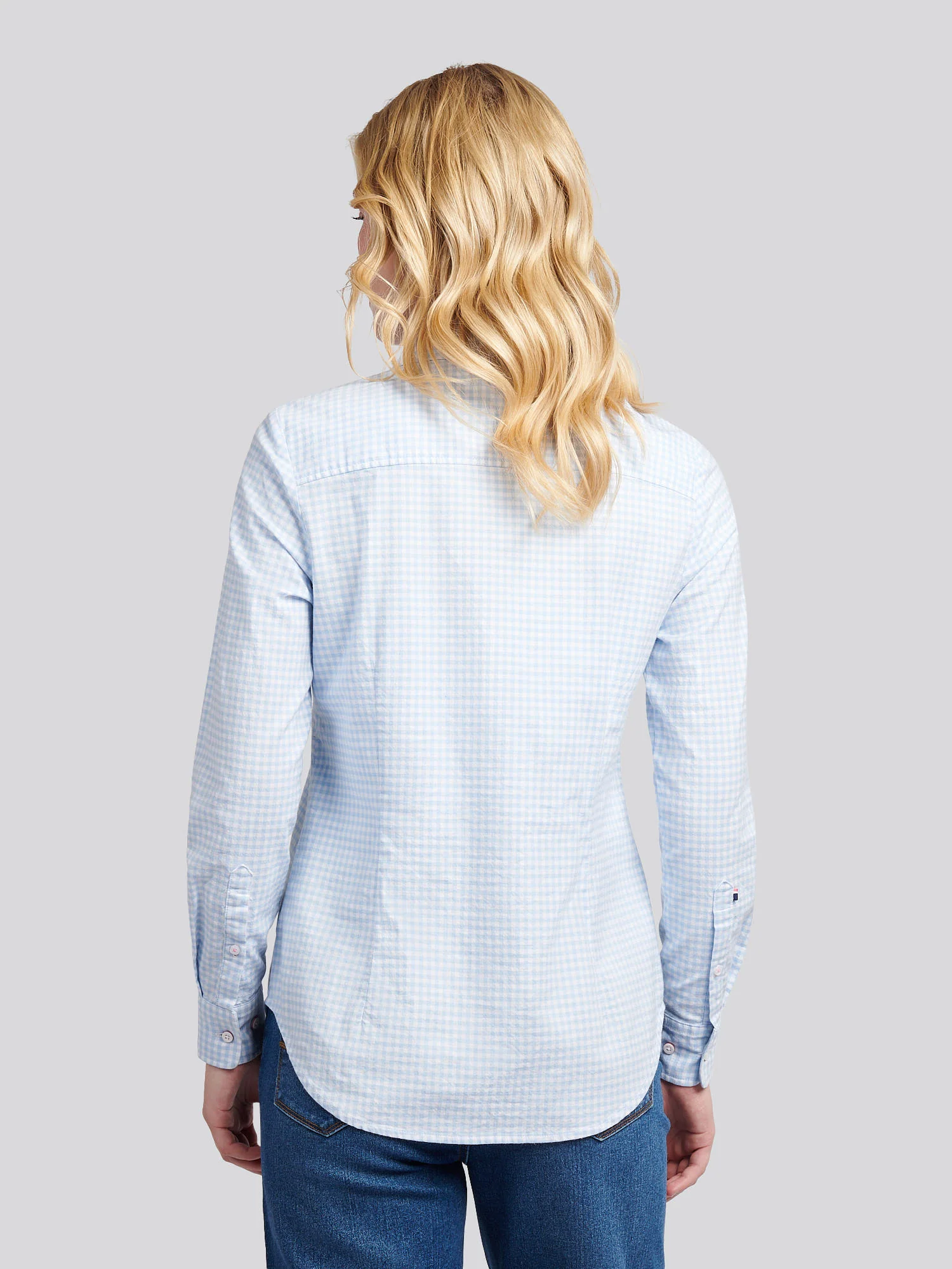 Womens Gingham Classic Fit Shirt in Windsurfer - Image 4
