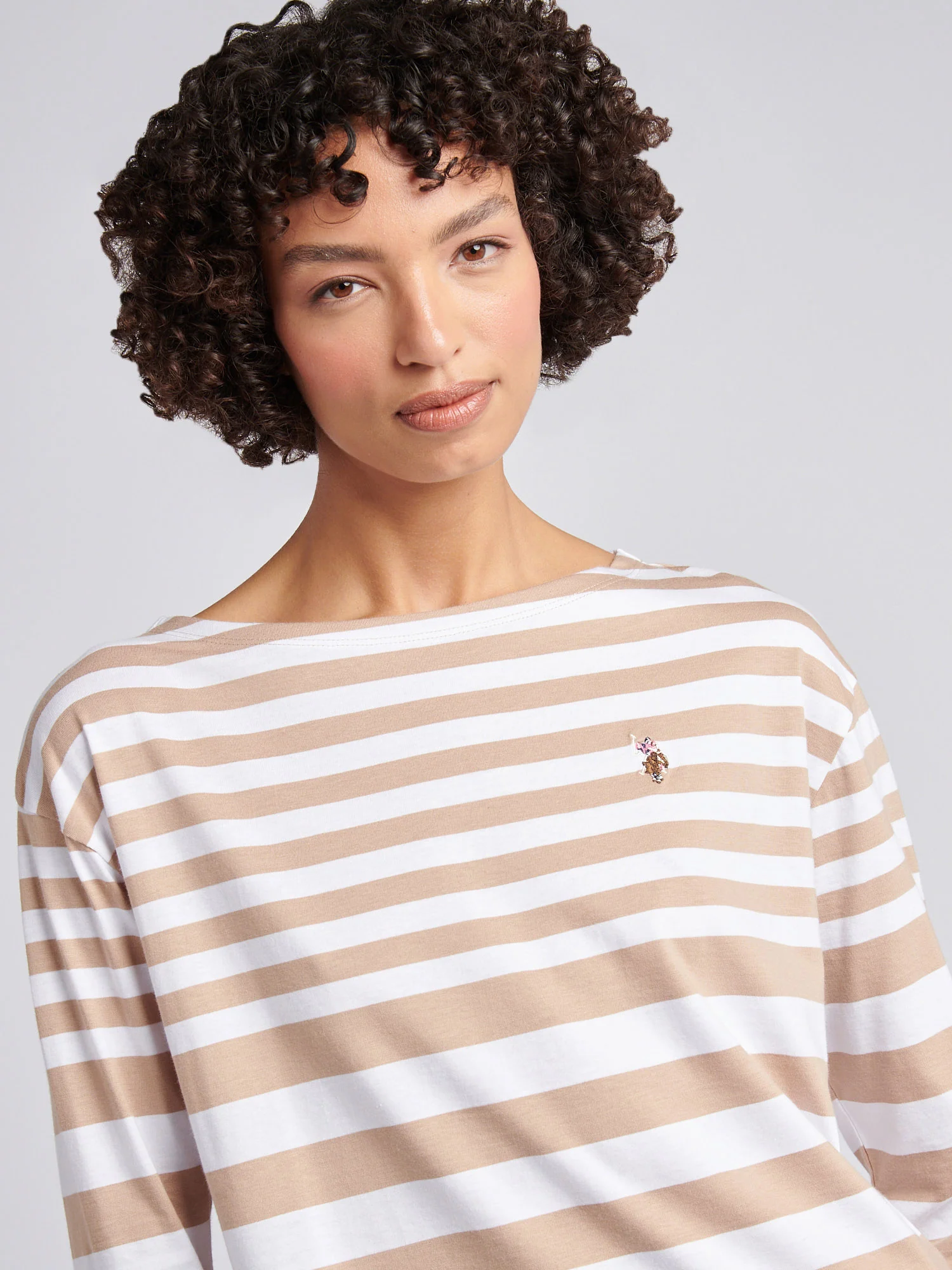 Womens Gradient Stripe Boatneck T-Shirt in Natural - Image 2