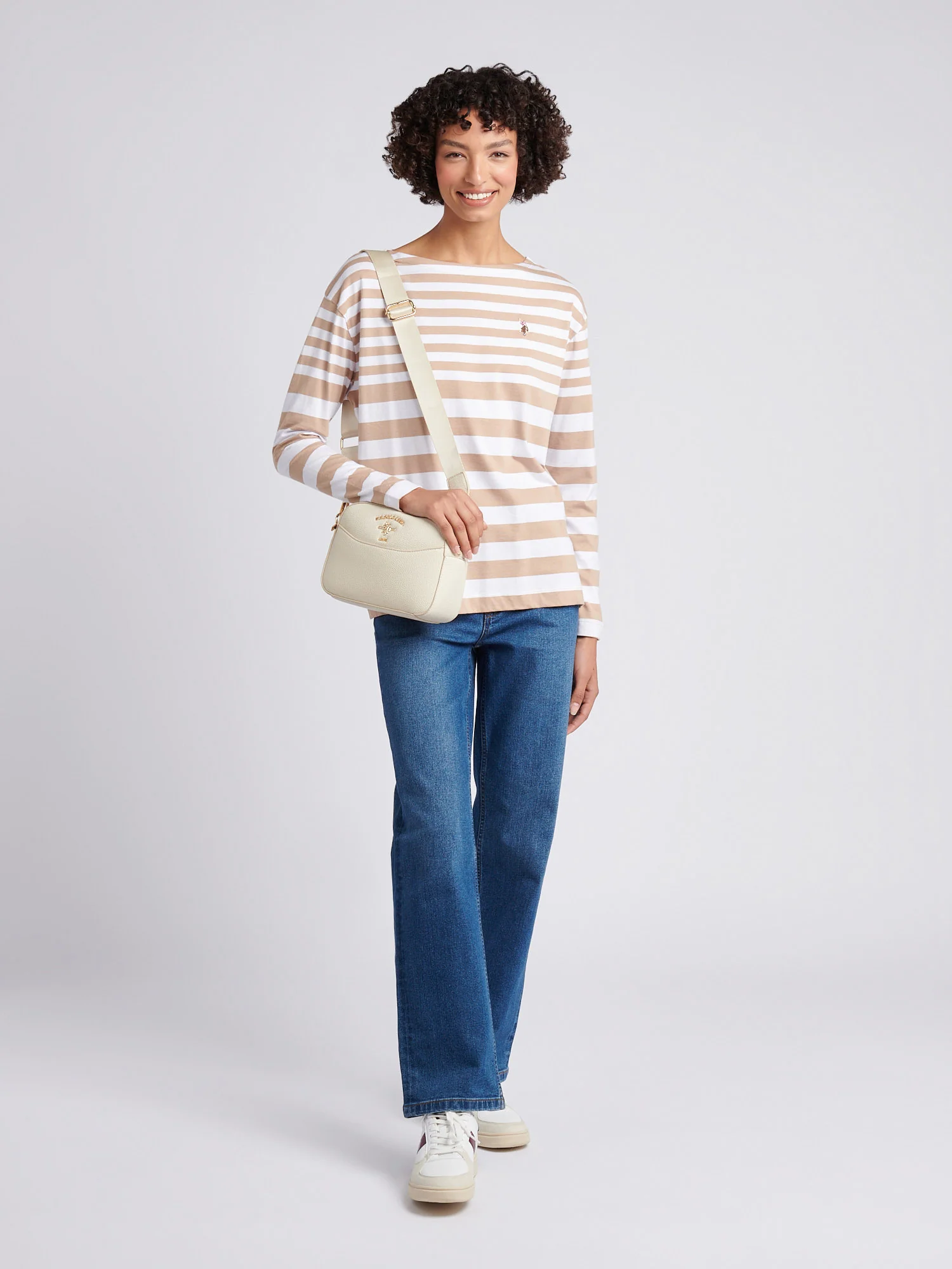 Womens Gradient Stripe Boatneck T-Shirt in Natural - Image 3