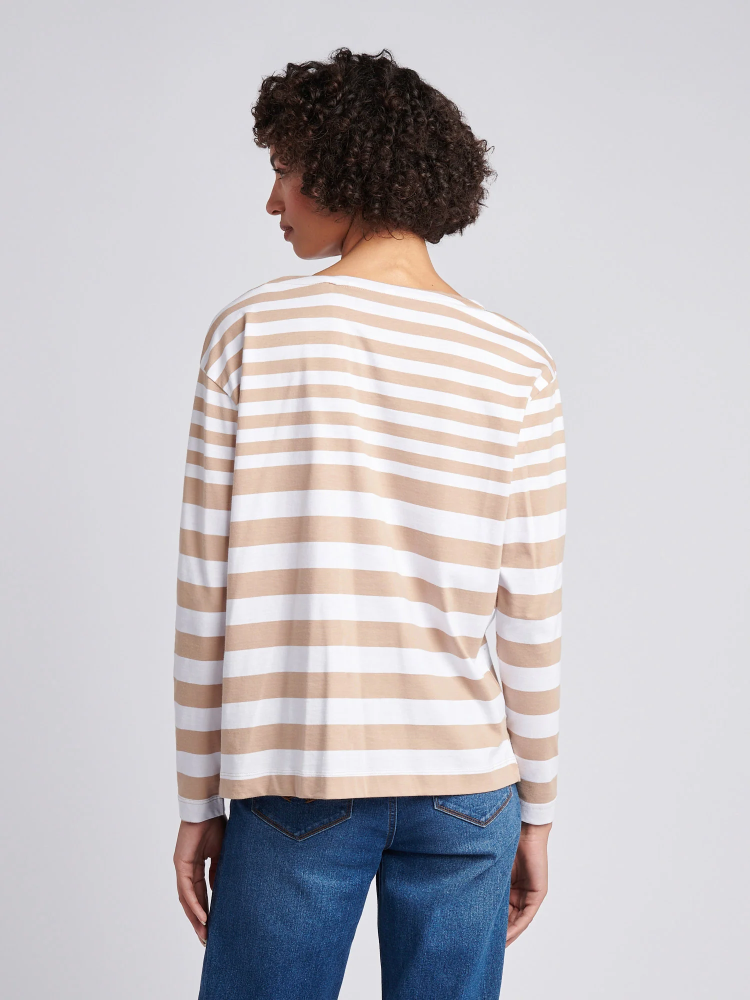 Womens Gradient Stripe Boatneck T-Shirt in Natural - Image 4