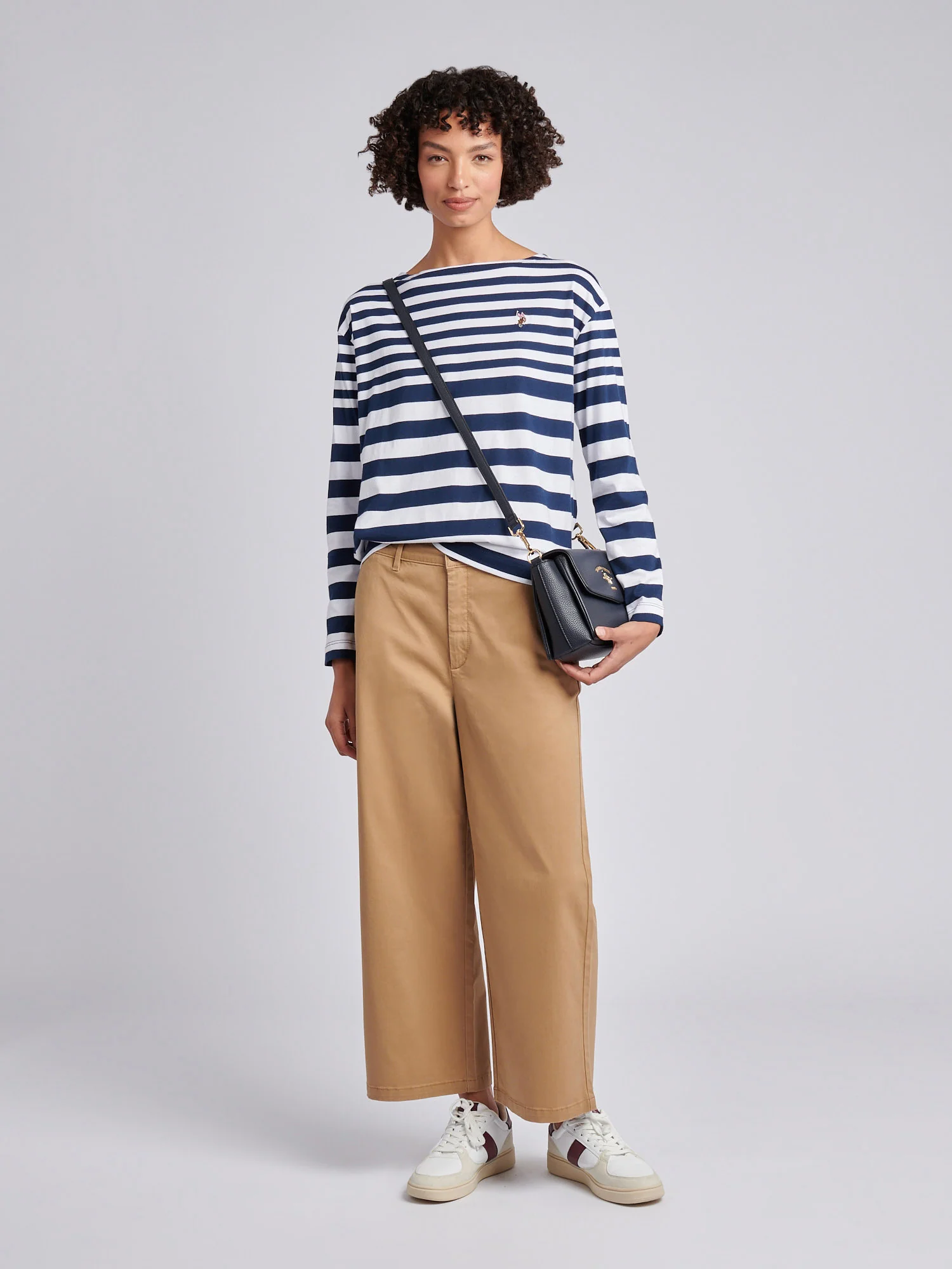 Womens Gradient Stripe Boatneck T-Shirt in Navy Iris - Image 3