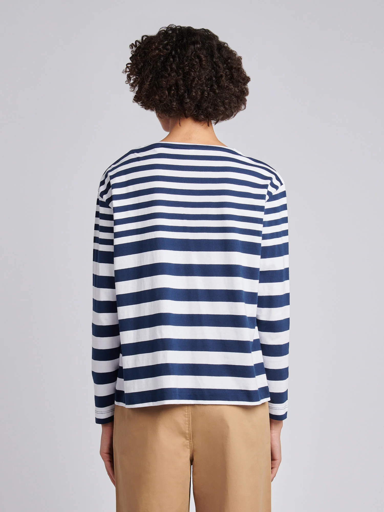 Womens Gradient Stripe Boatneck T-Shirt in Navy Iris - Image 4