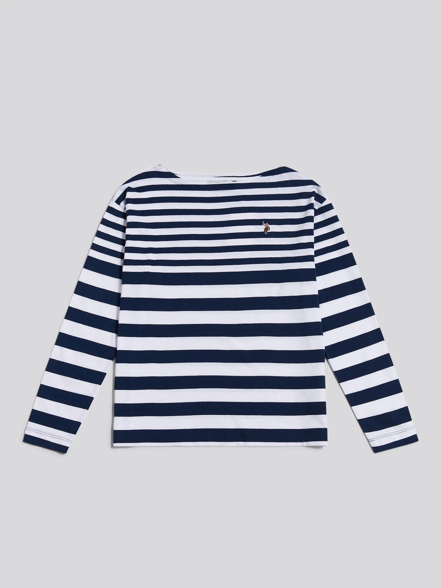 Womens Gradient Stripe Boatneck T-Shirt in Navy Iris - Image 5