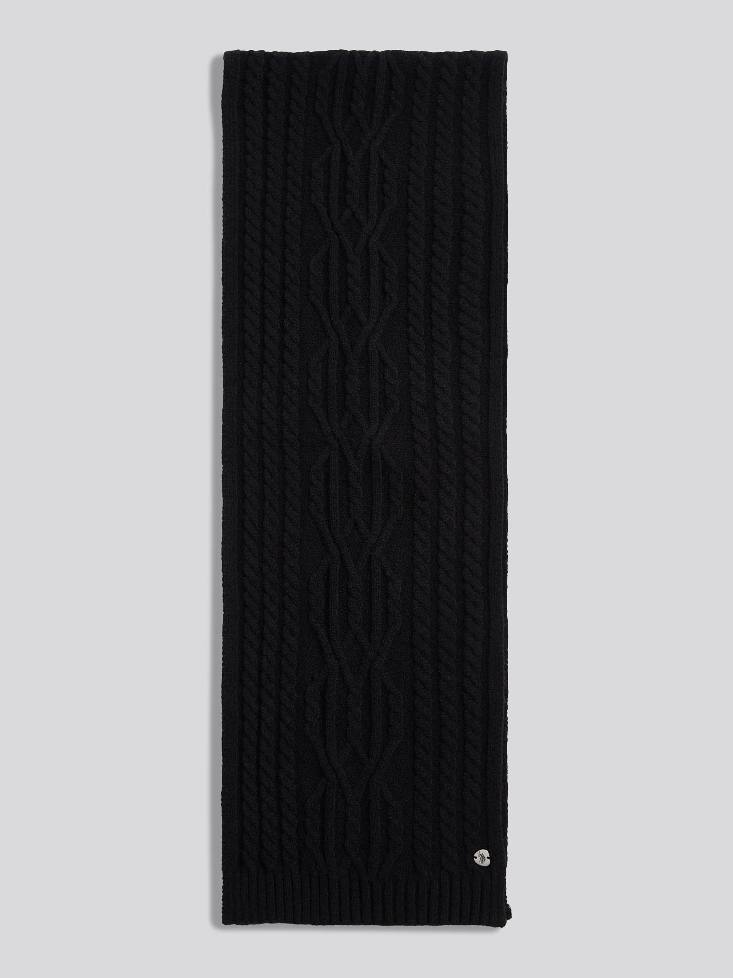 Womens Hanging Twist Cable Scarf in Black
