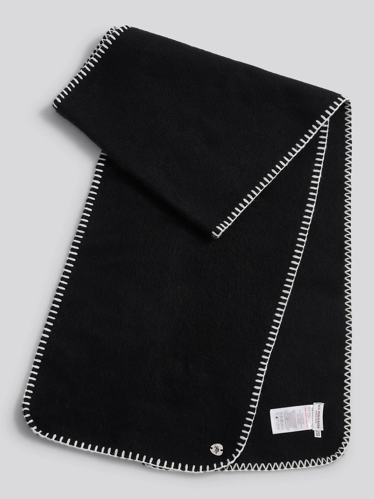 Womens Hanging Whipstitch Scarf in Black - Image 2
