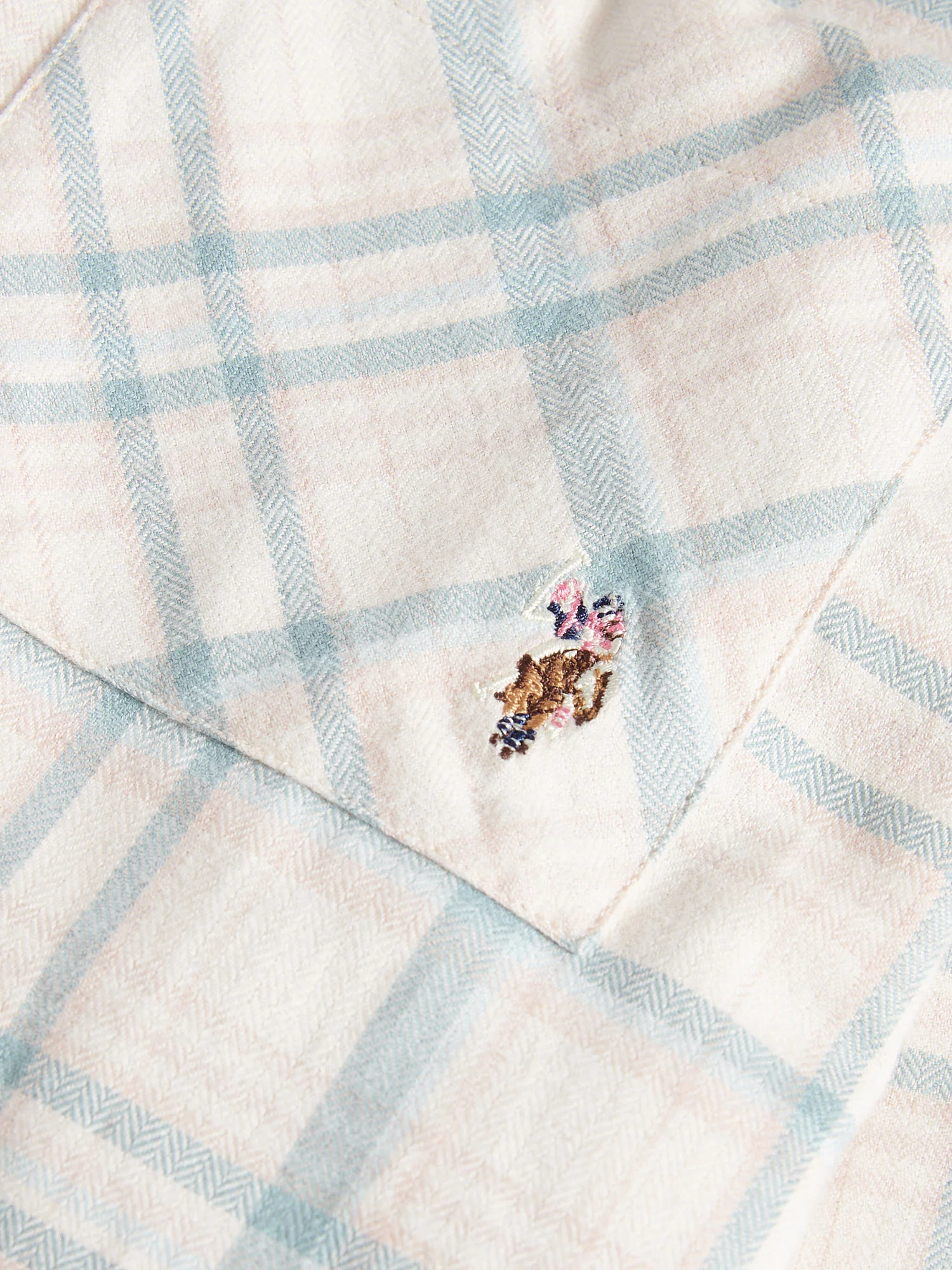 Womens Herringbone Check Pocketed Shirt in Natural - Image 8