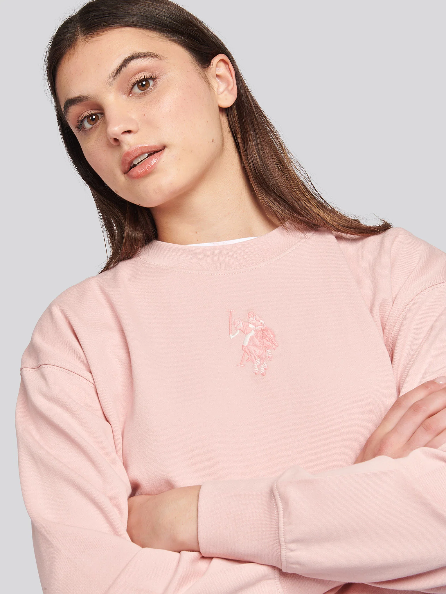 Womens Large Tonal Double Horsemen Sweatshirt in Silver Pink - Image 2