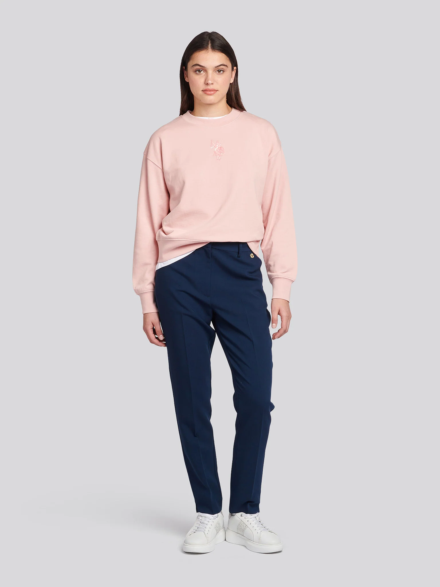 Womens Large Tonal Double Horsemen Sweatshirt in Silver Pink - Image 3