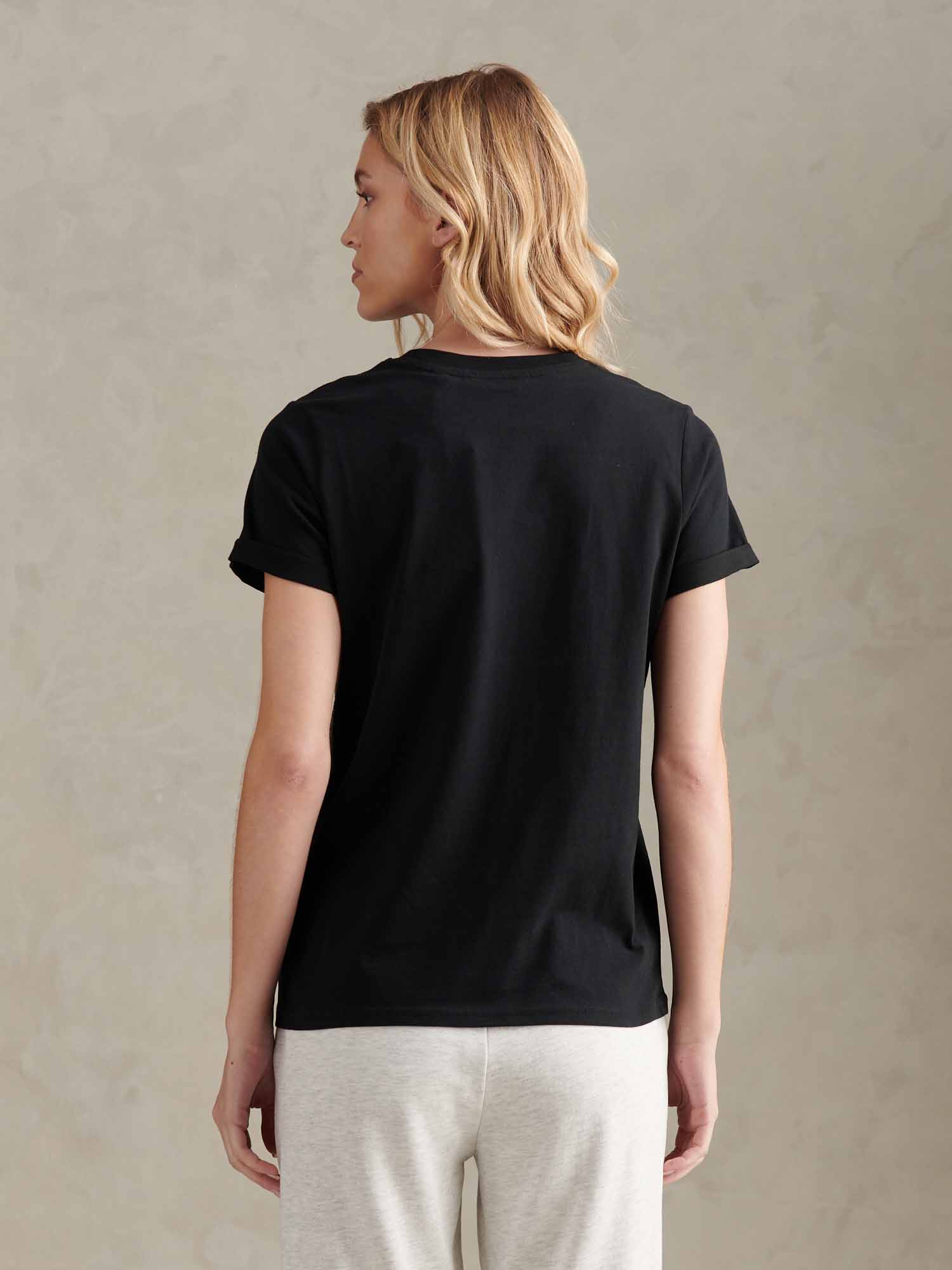 Womens Large Tonal Double Horsemen T-Shirt in Black - Image 4