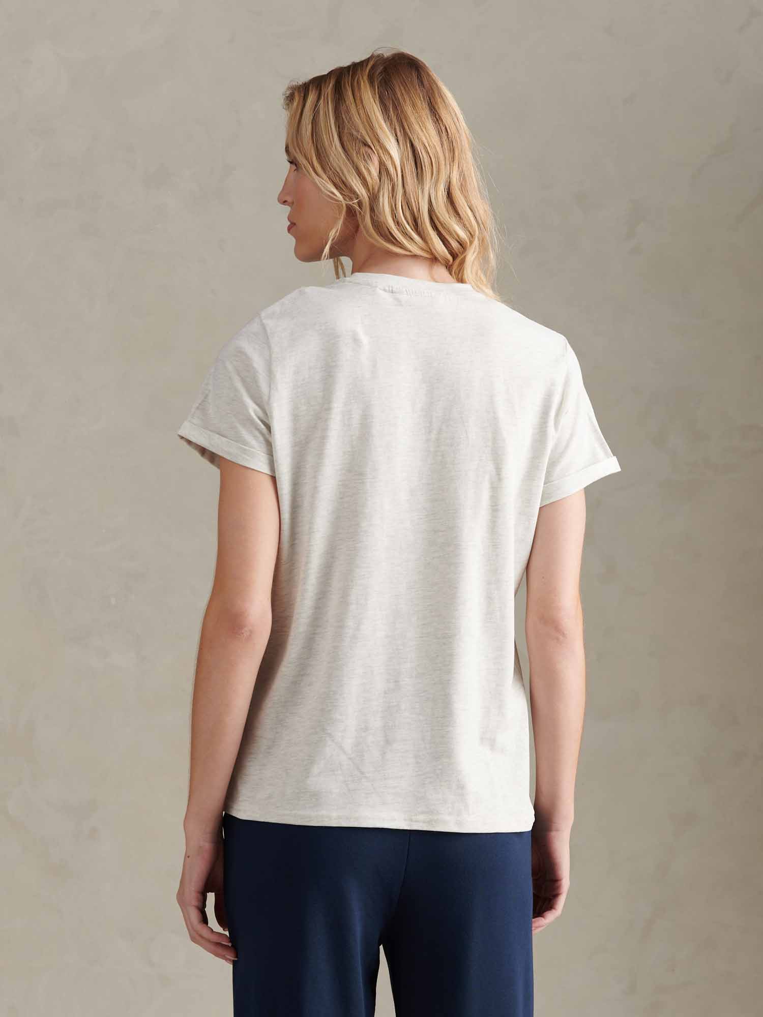 Womens Large Tonal Double Horsemen T-Shirt in Light Grey Marl WUP - Image 4