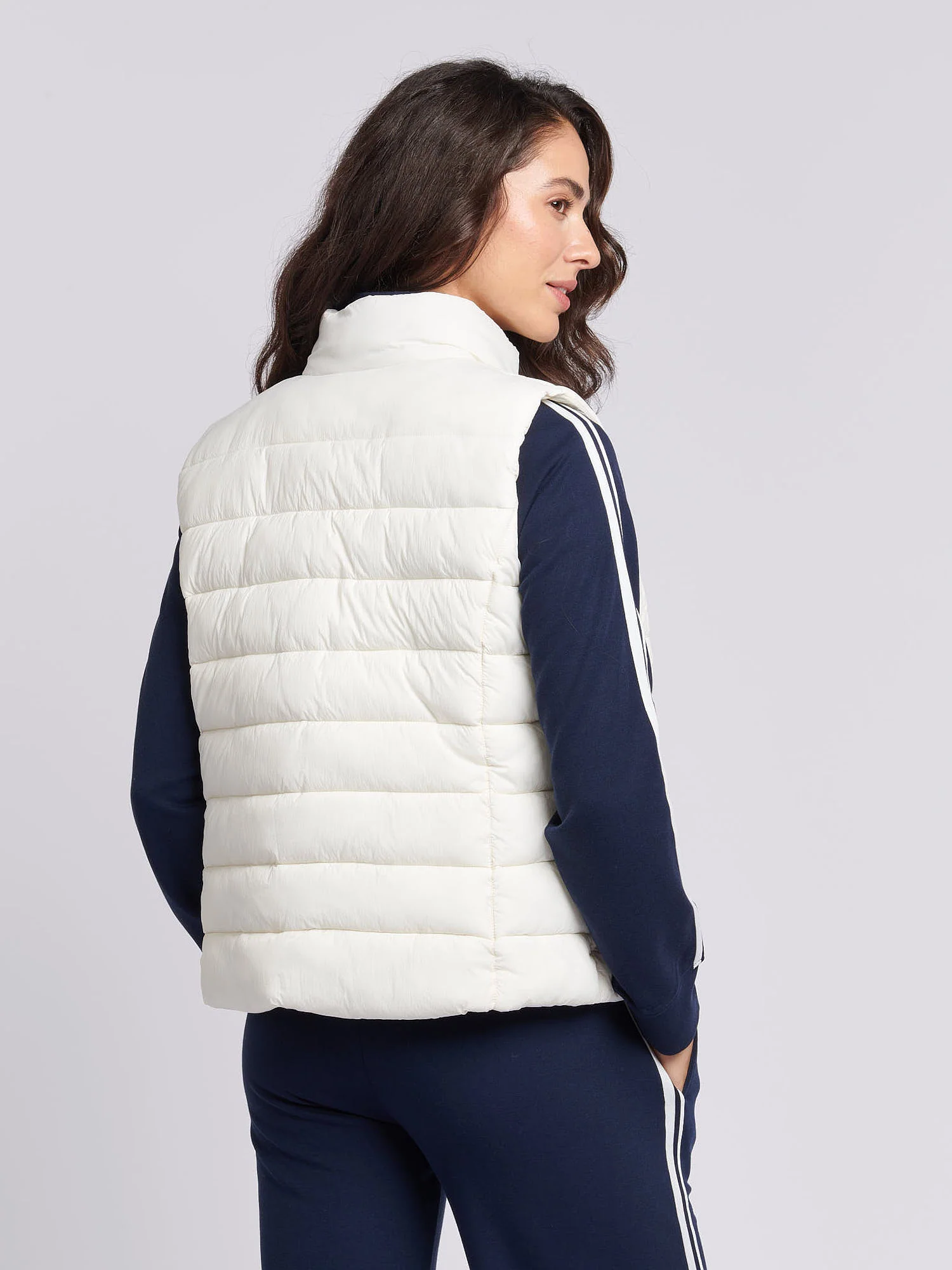 Womens Lightweight Puffer Gilet in Marshmallow - Image 3