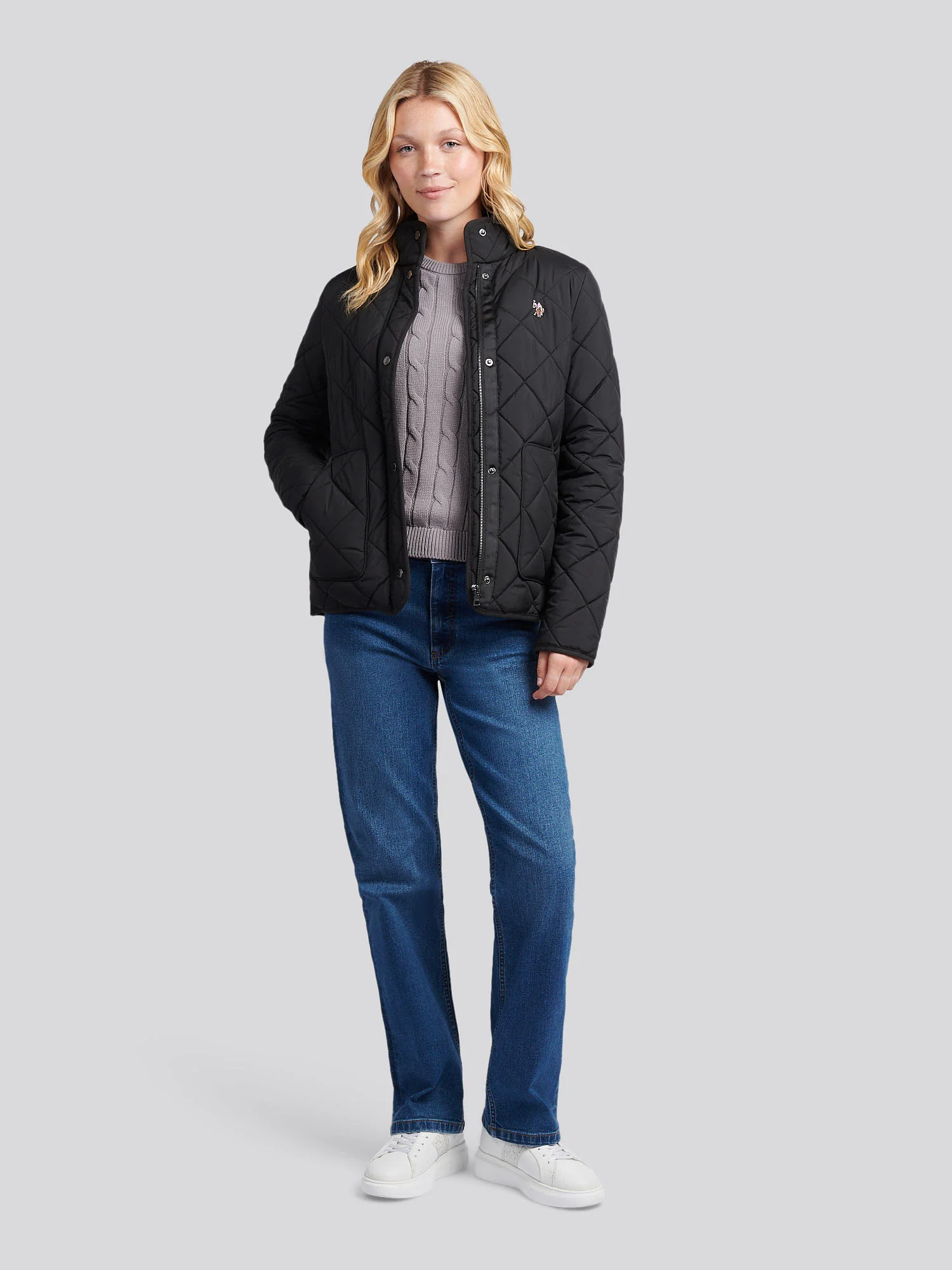 Womens Lightweight Quilted Jacket in Black - Image 3