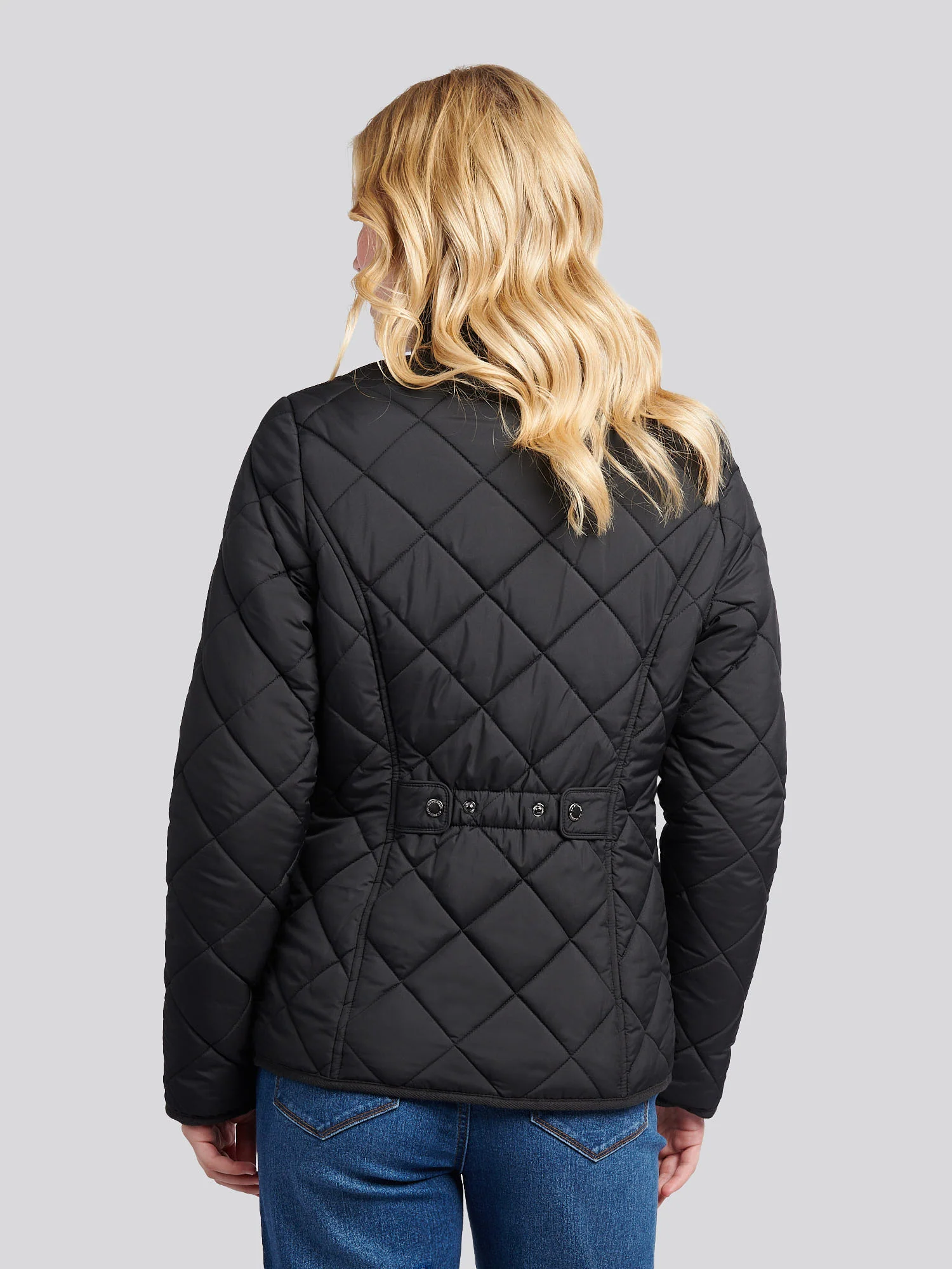 Womens Lightweight Quilted Jacket in Black - Image 4