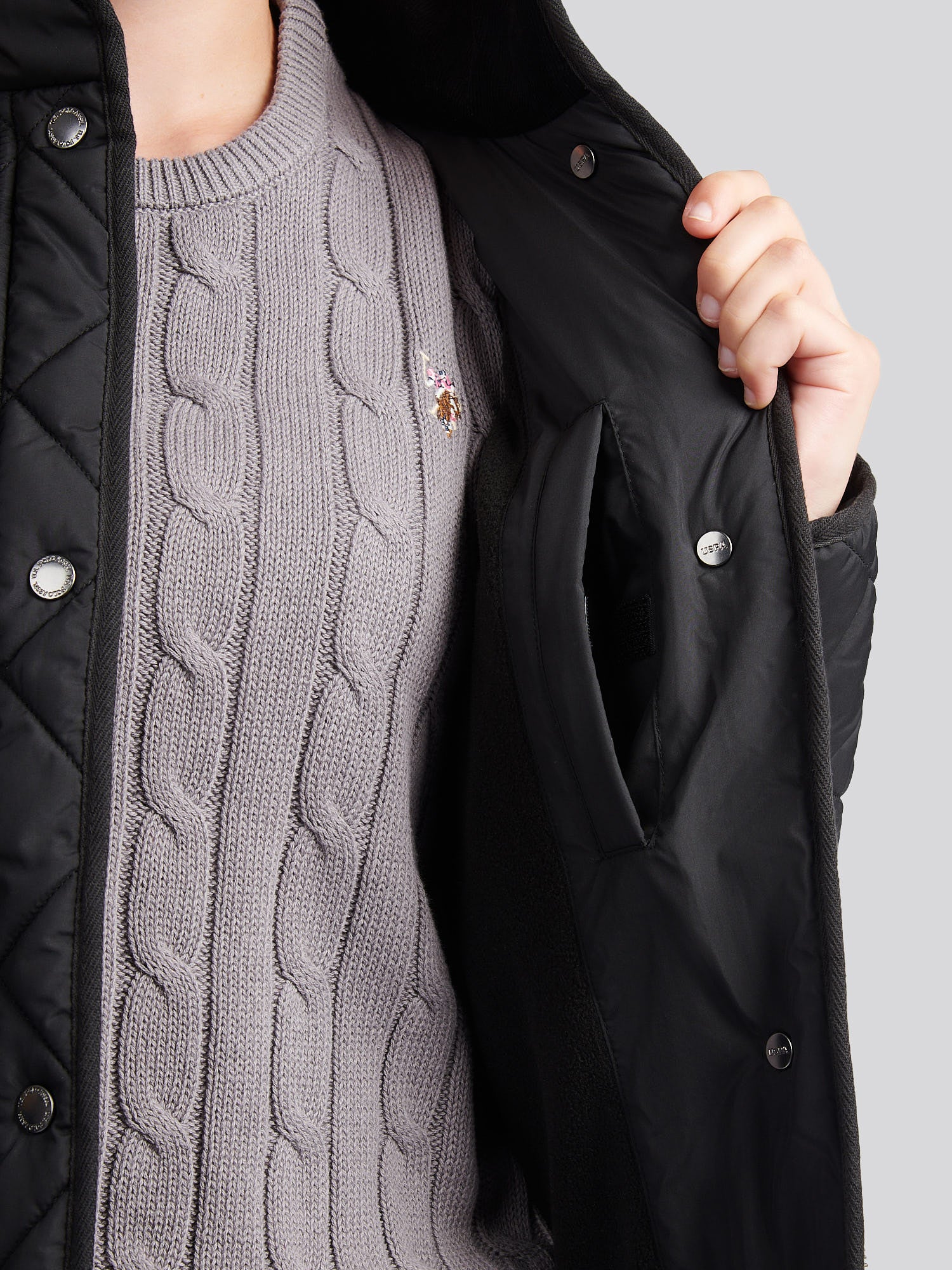 Womens Lightweight Quilted Jacket in Black - Image 5