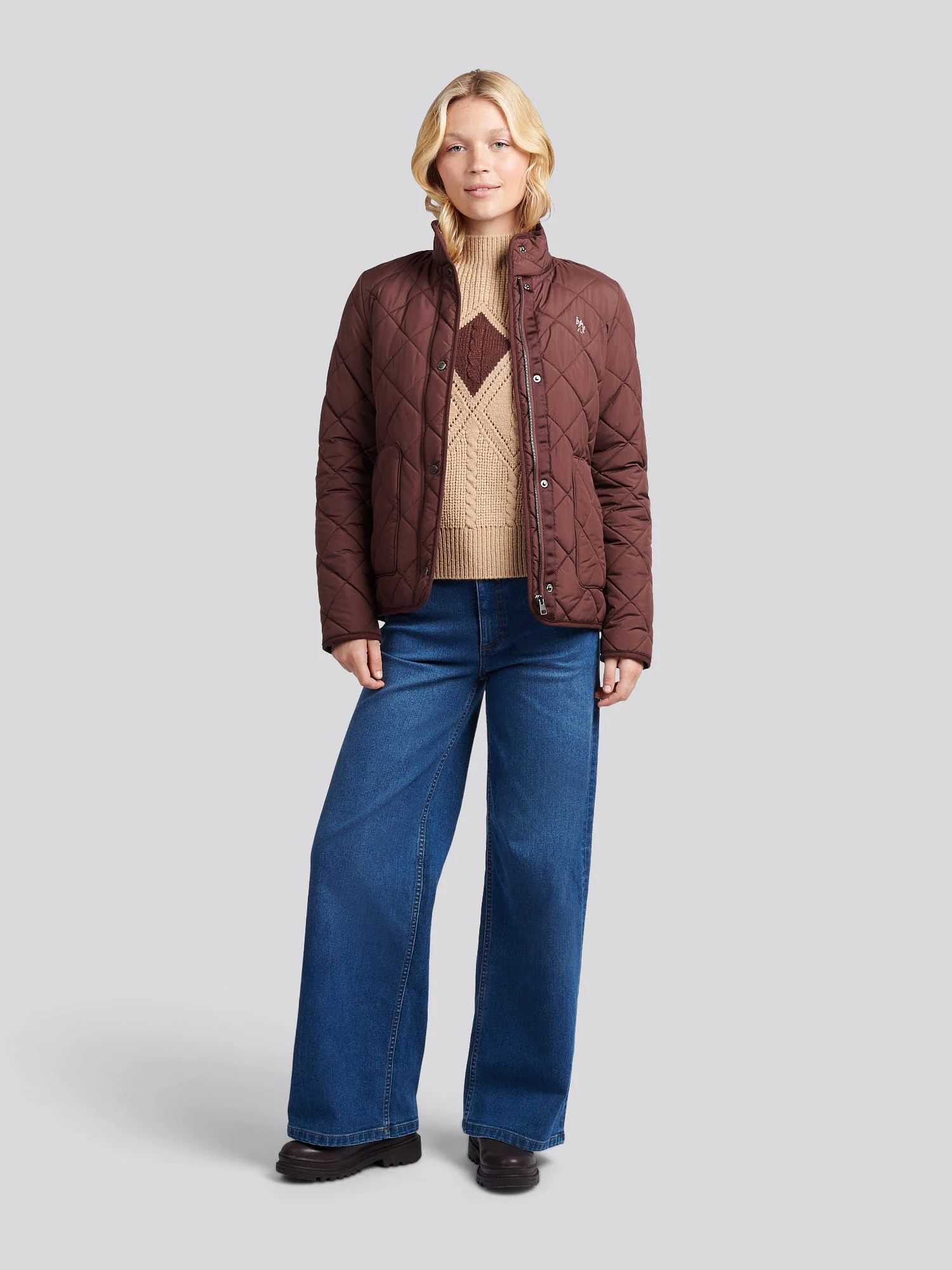Womens Lightweight Quilted Jacket in Puce - Image 3
