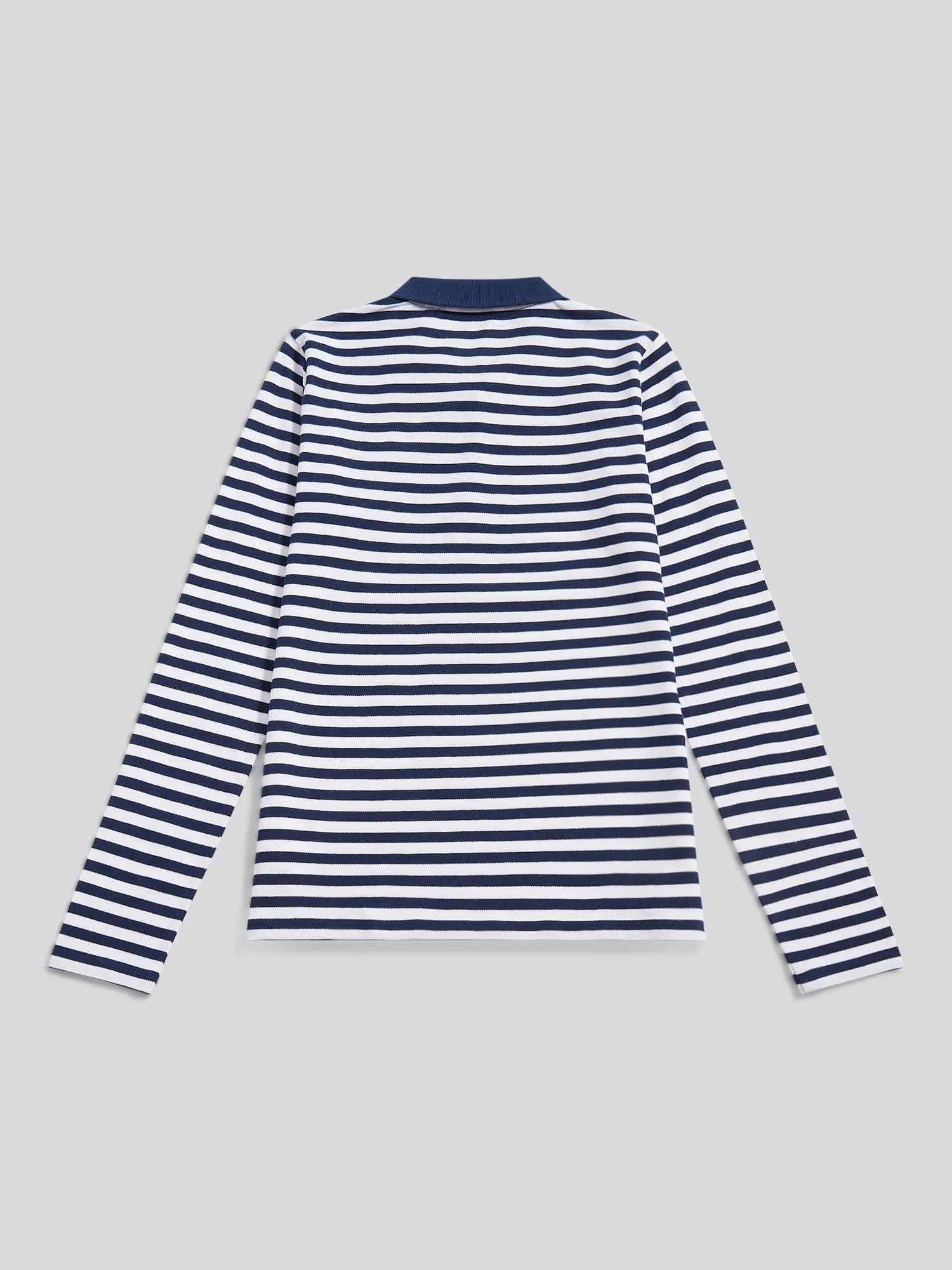 Womens Long Sleeve Stripe Contrast Collar Polo Shirt in Navy Iris - Image 6