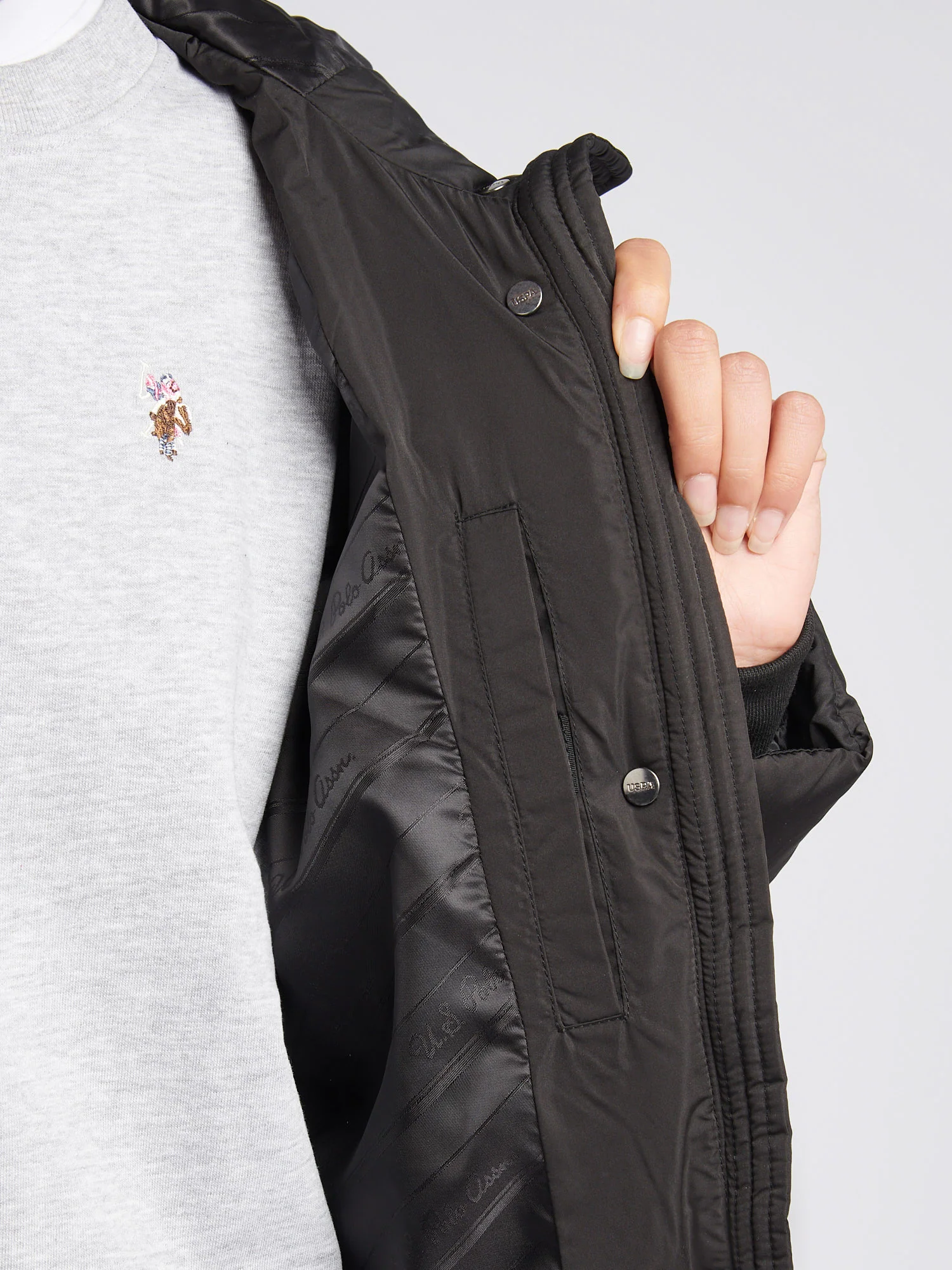 Womens Longline Square Quilt Puffer Coat in Black - Image 5