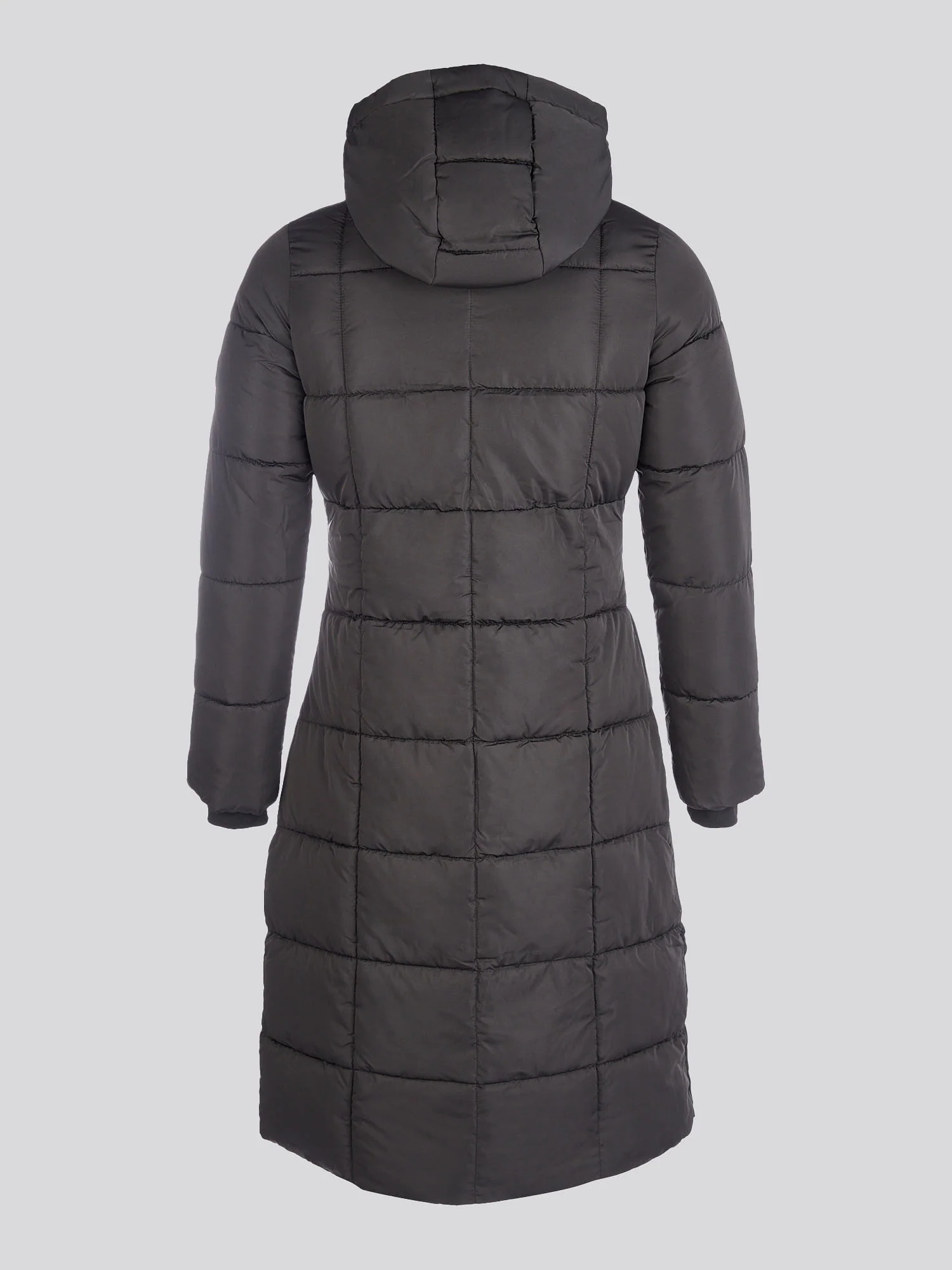 Womens Longline Square Quilt Puffer Coat in Black - Image 8
