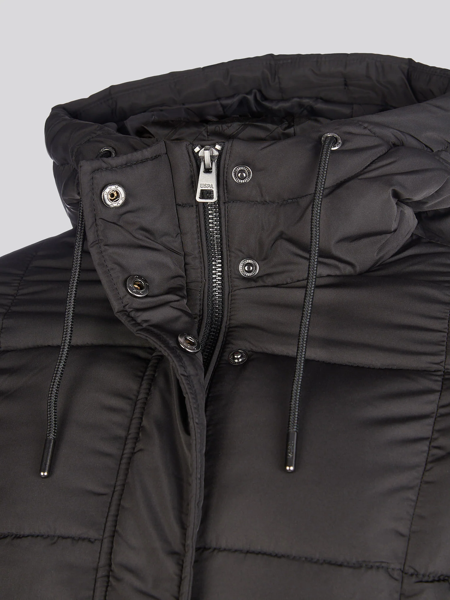 Womens Longline Square Quilt Puffer Coat in Black - Image 9