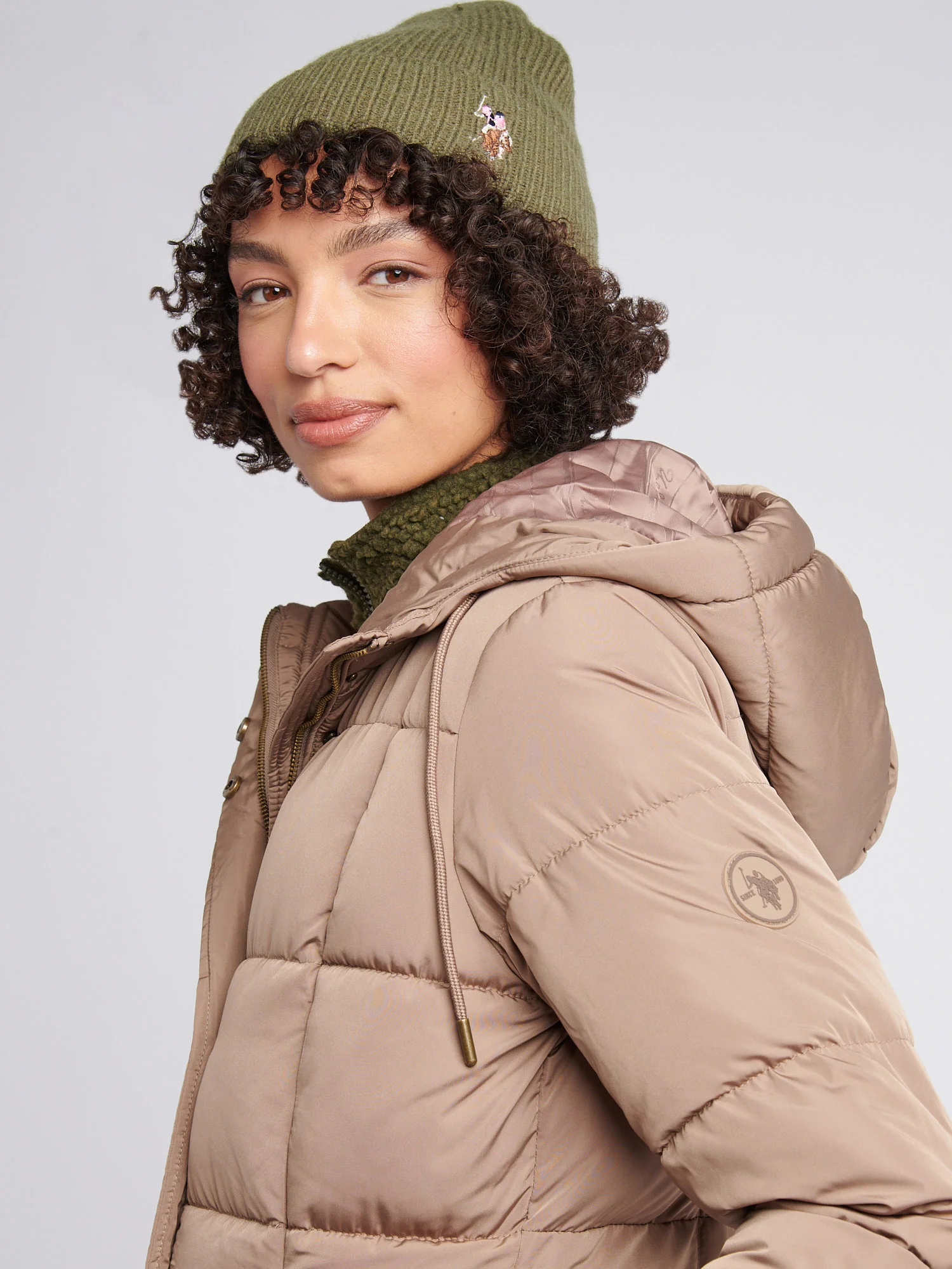 Womens Longline Square Quilt Puffer Coat in Leafless Tree - Image 2
