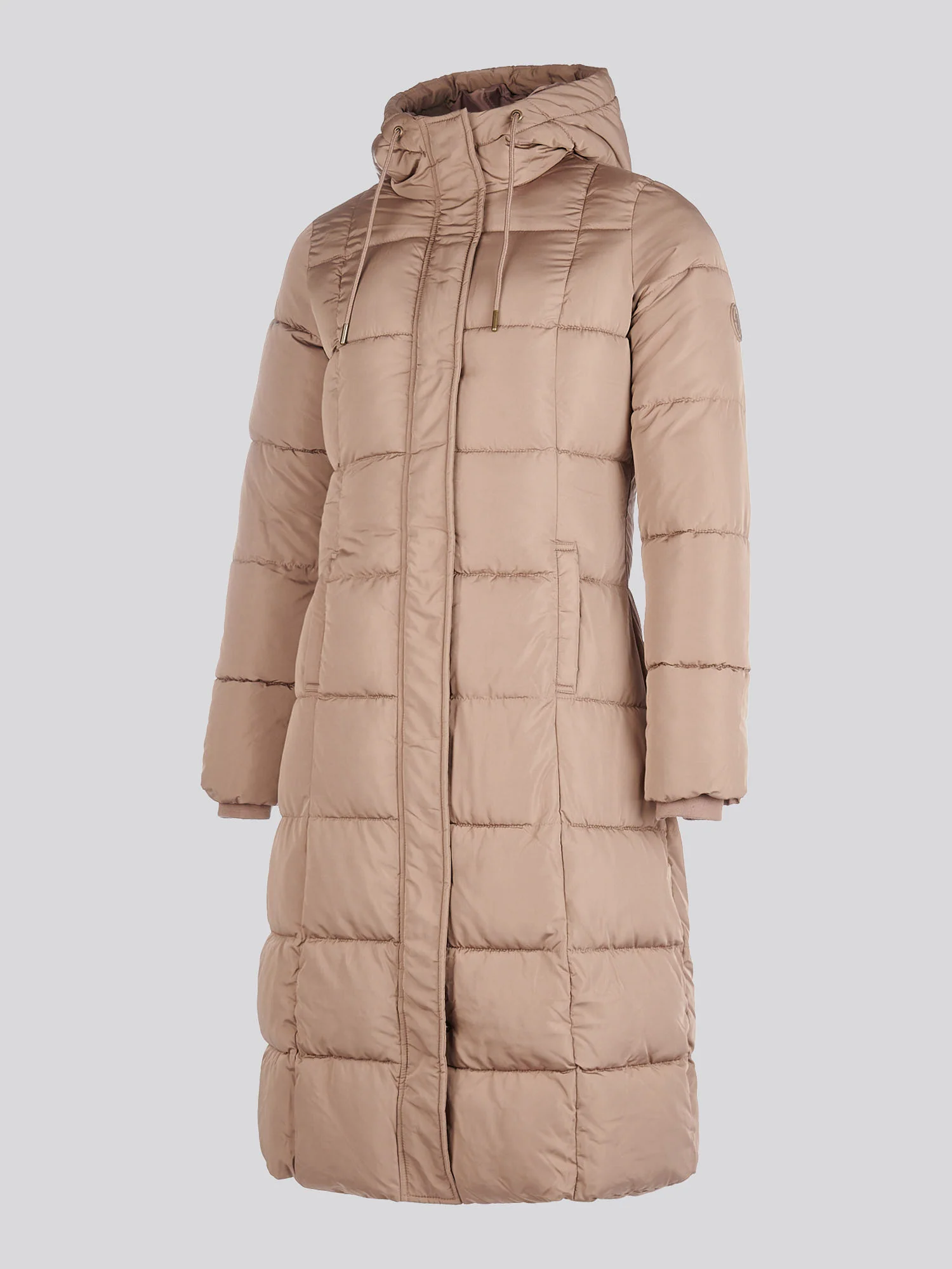 Womens Longline Square Quilt Puffer Coat in Leafless Tree - Image 8