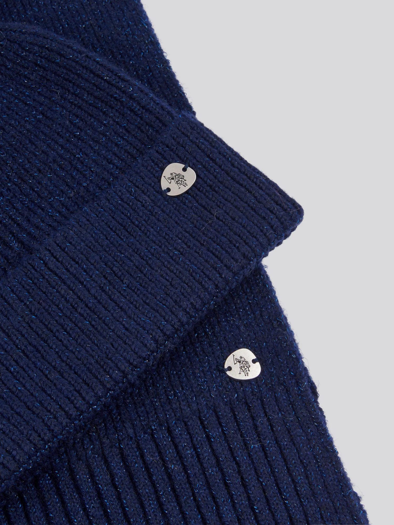 Womens Lurex Cable Beanie & Scarf Set in White / Harbour Mist DHM - Image 2
