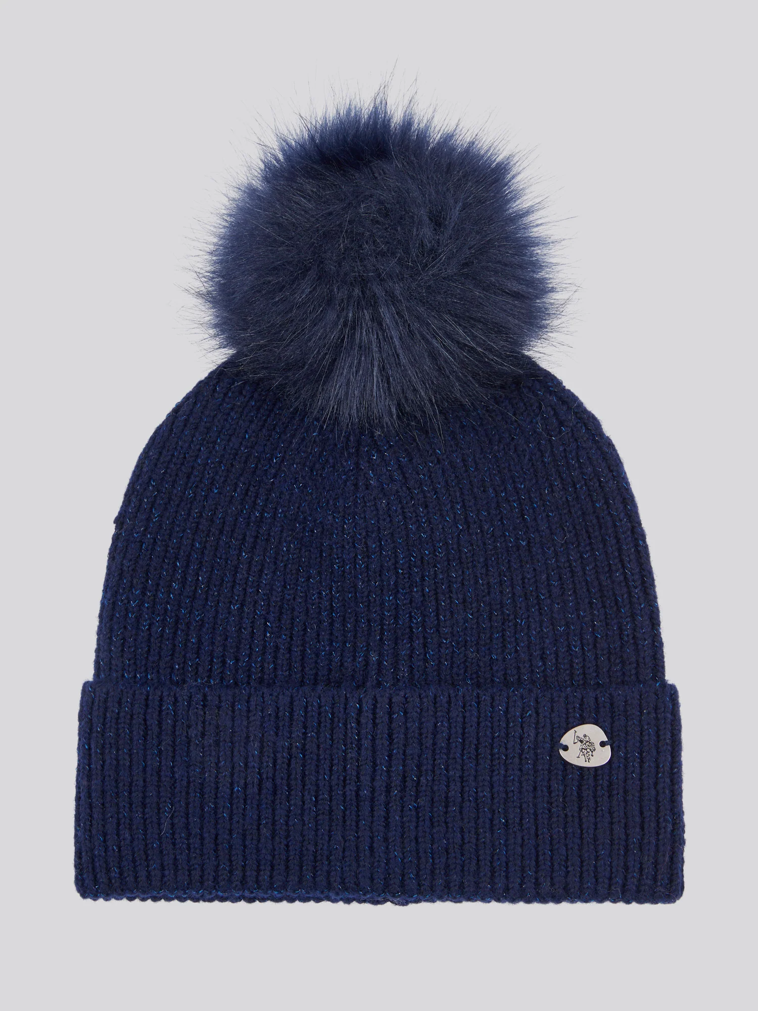 Womens Lurex Cable Beanie & Scarf Set in White / Harbour Mist DHM - Image 4