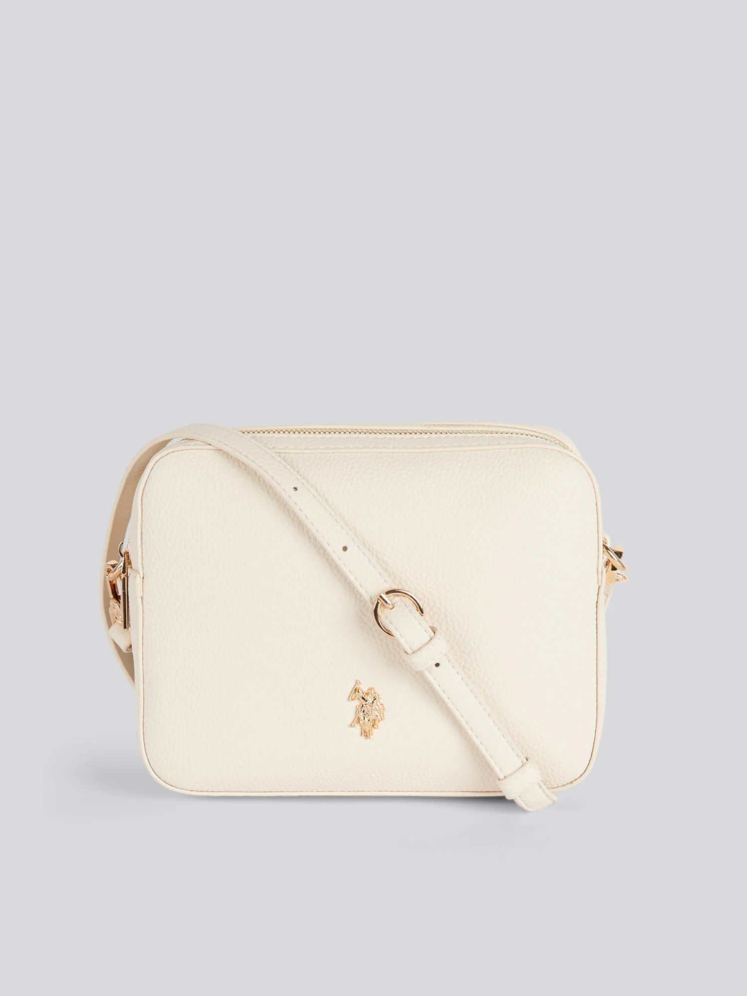 U.S. Polo Assn. Womens Mansion Double Zip Crossbody Bag Off White