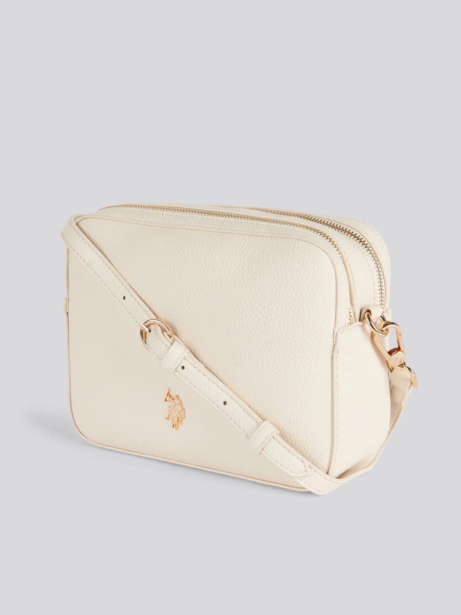 U.S. Polo Assn. Womens Mansion Double Zip Crossbody Bag Off White - Image 2