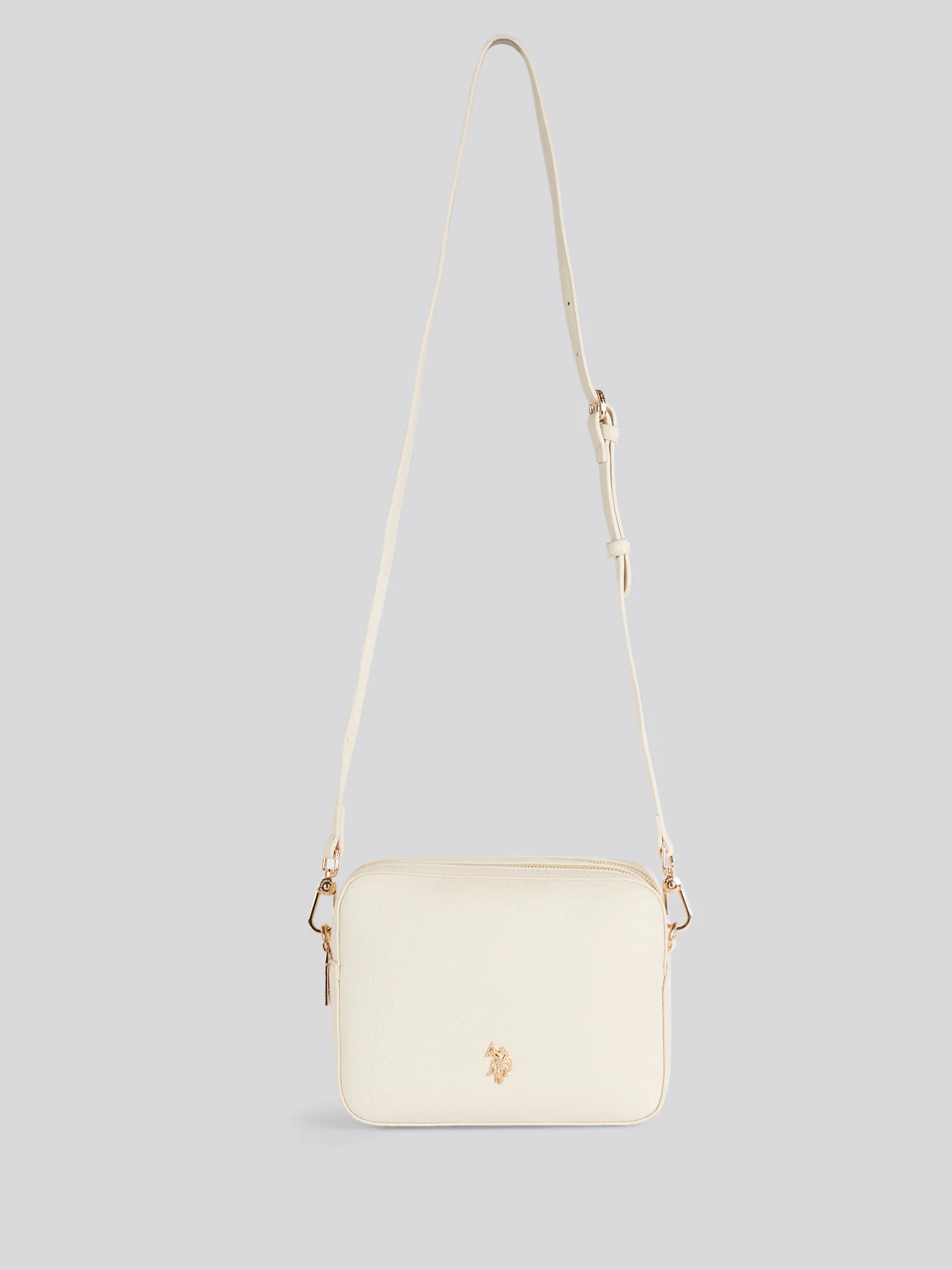 U.S. Polo Assn. Womens Mansion Double Zip Crossbody Bag Off White - Image 4
