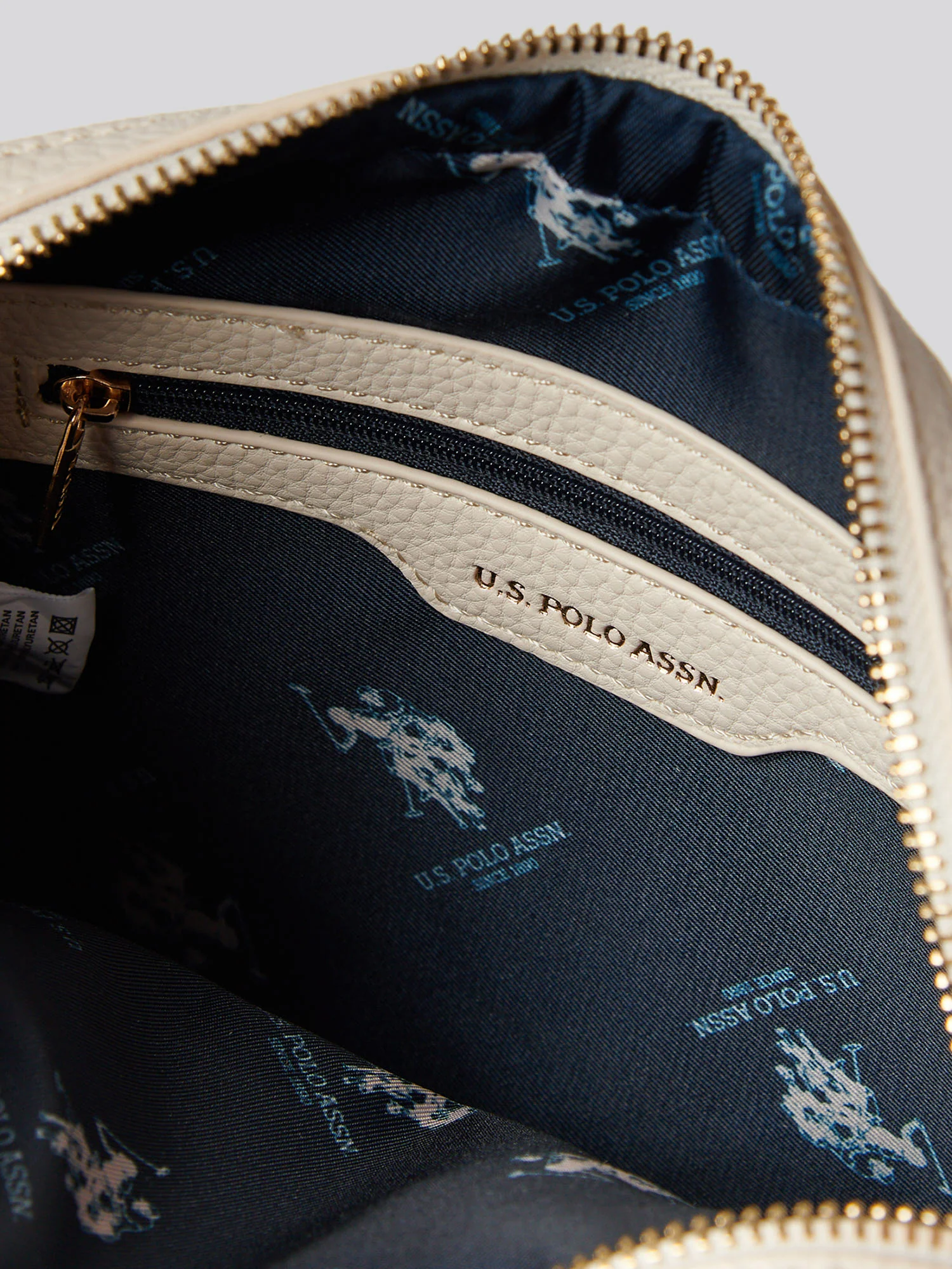 U.S. Polo Assn. Womens Mansion Double Zip Crossbody Bag Off White - Image 8