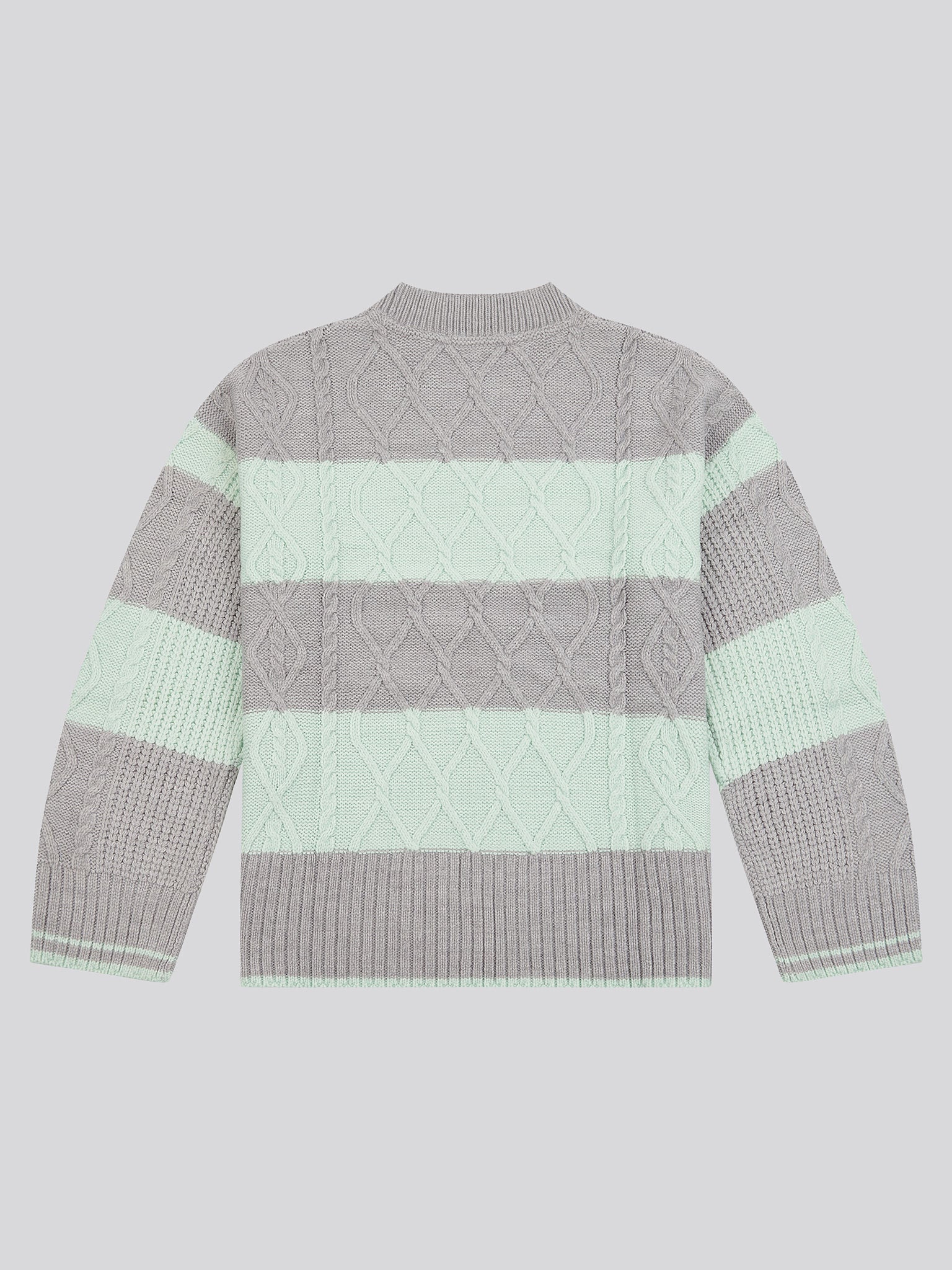 Womens Mixed Cable Stripe Jumper in Surf Spray - Image 7