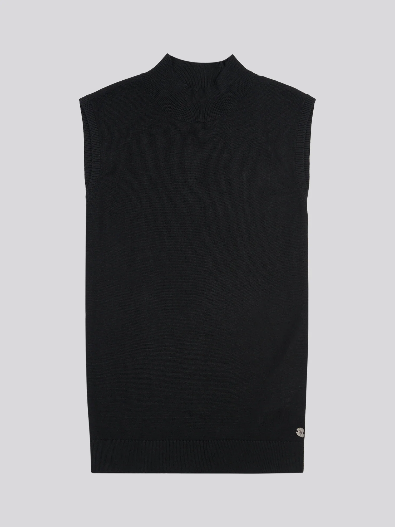 Womens Mock Neck Sleeveless Knit Black - Image 5