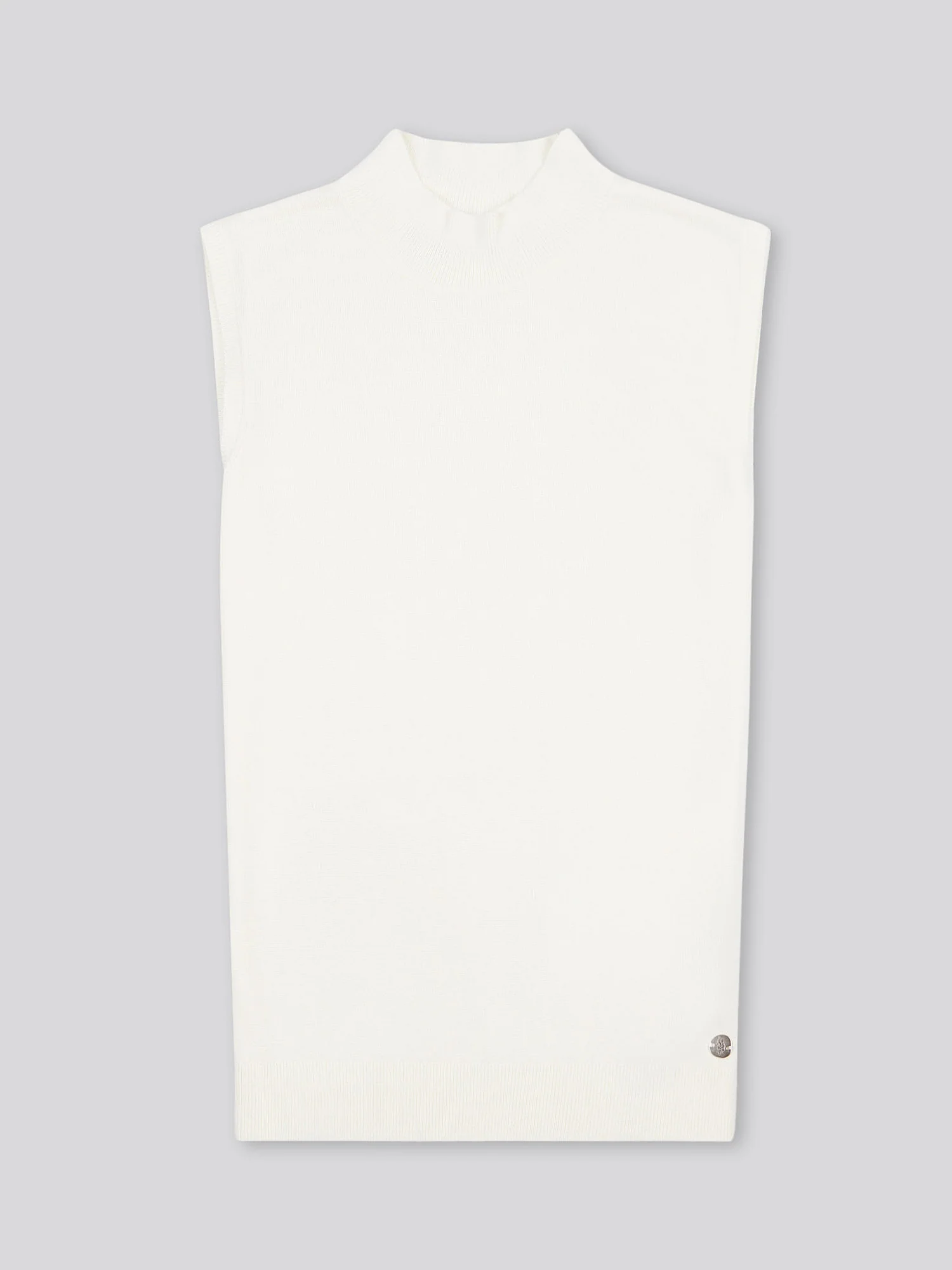 Womens Mock Neck Sleeveless Knit Marshmallow - Image 4
