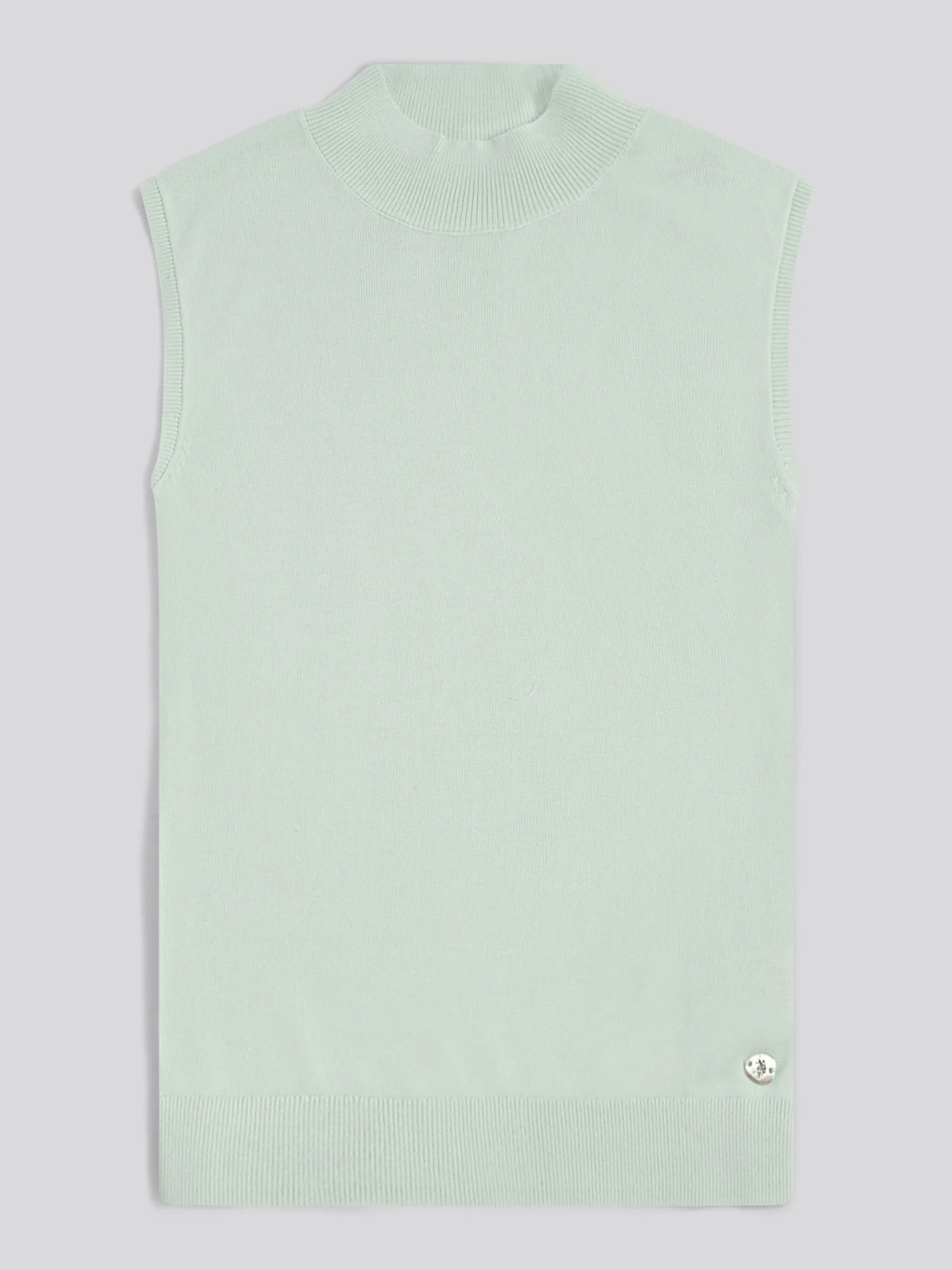 Womens Mock Neck Sleeveless Knit Misty Jade - Image 6