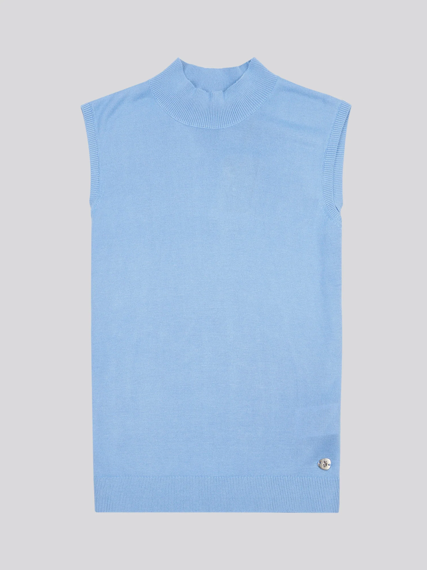 Womens Mock Neck Sleeveless Knit Vista Blue - Image 5