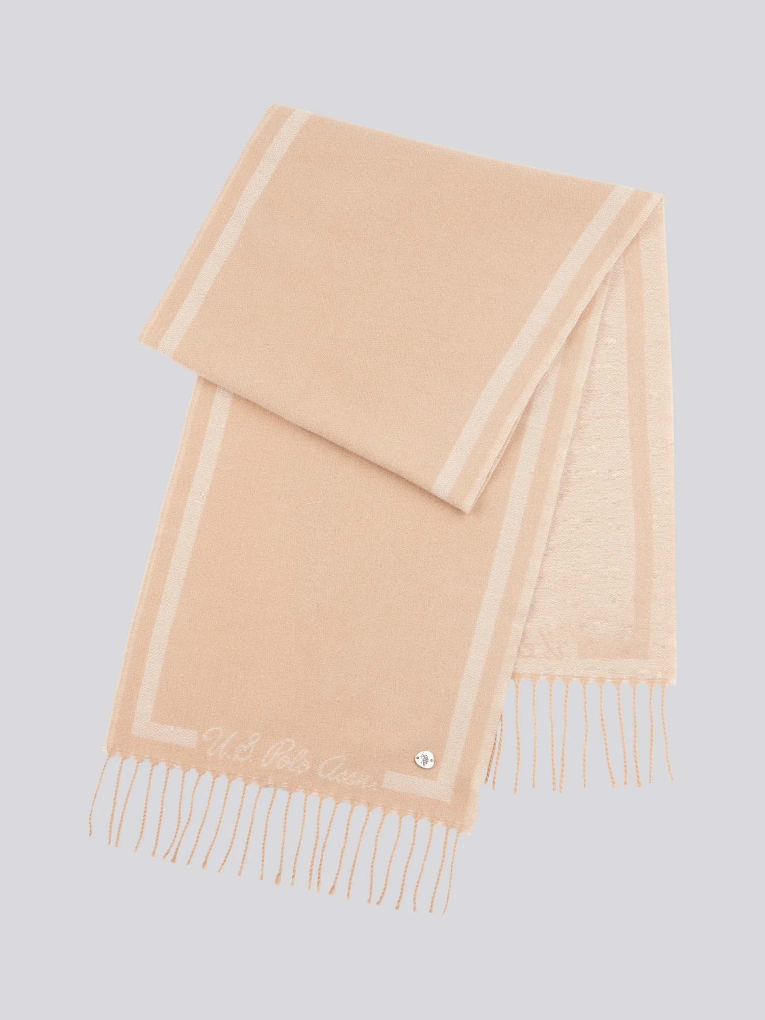 Womens Monogram Border Scarf in Cuban Sand - Image 2