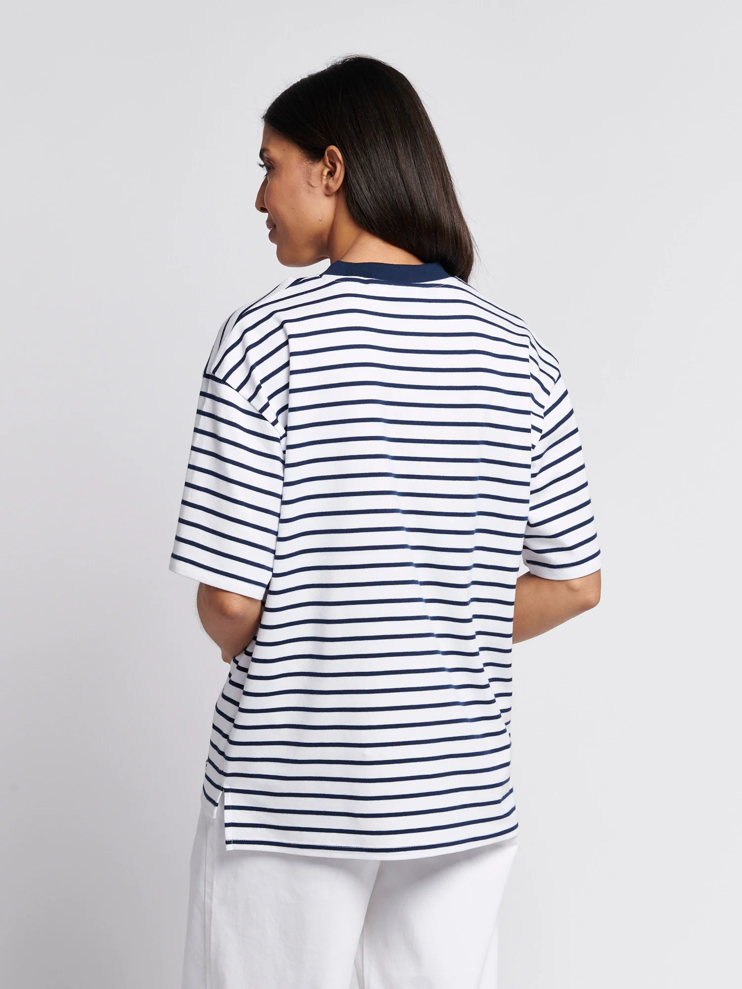 Womens Monogram Rope Stripe Shirt in Navy Iris - Image 4