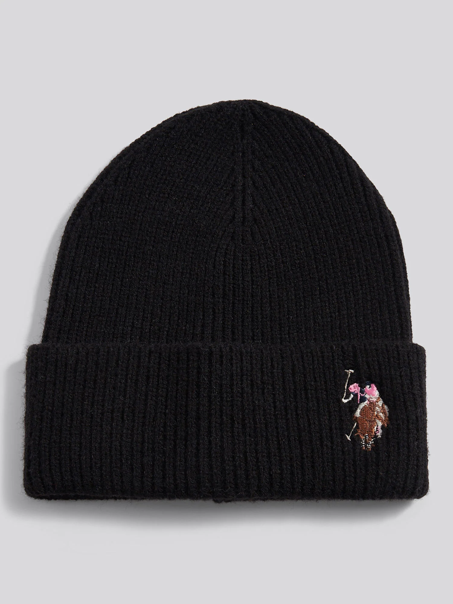 Womens Multicolour Double Horsemen Knit Beanie in Black - Image 5